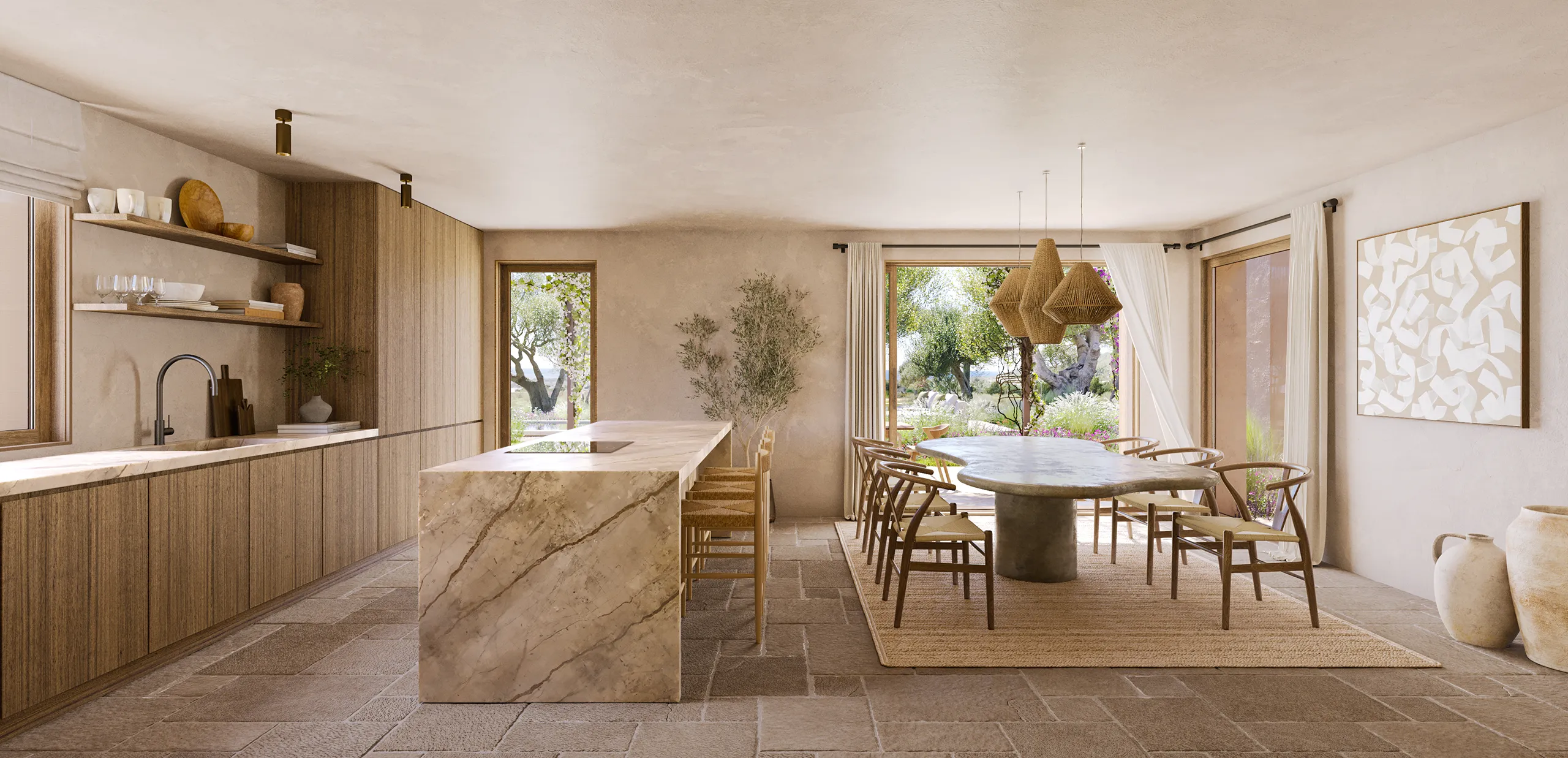 Villa Ibiza Ibiza cocina fotorrealismo 3D