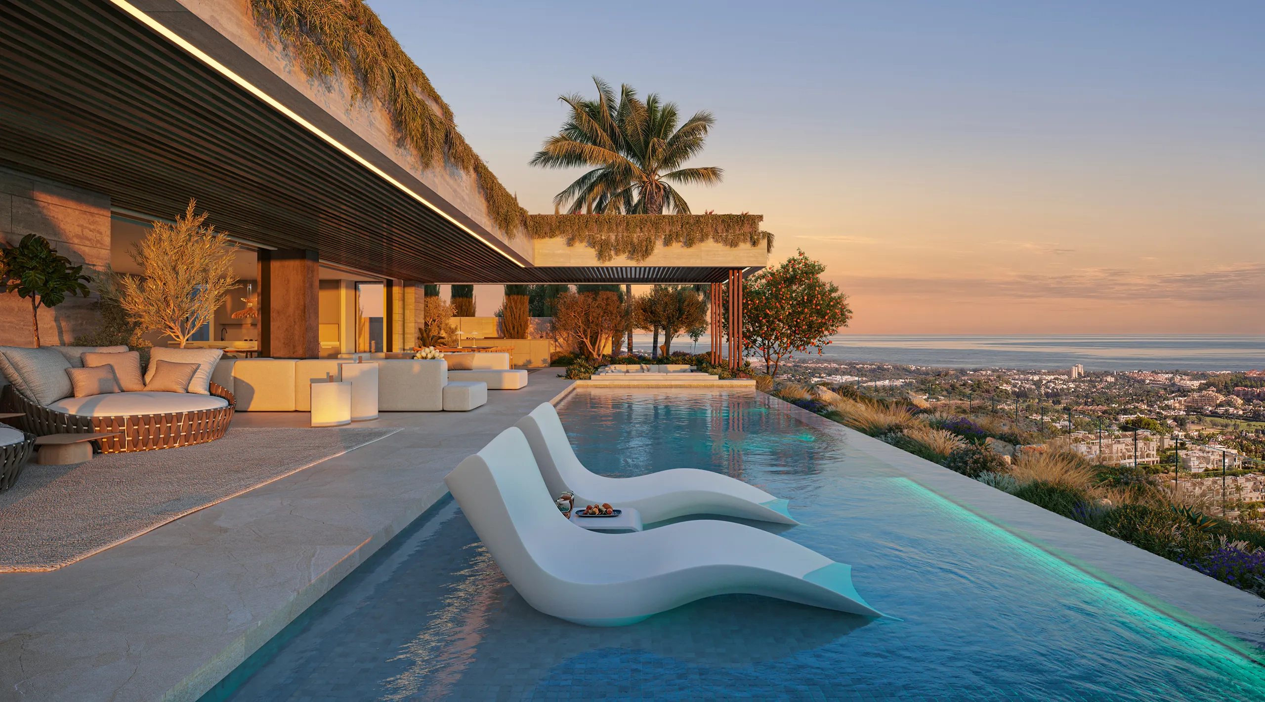 Sky Villas Marbella piscina render fotorrealistas