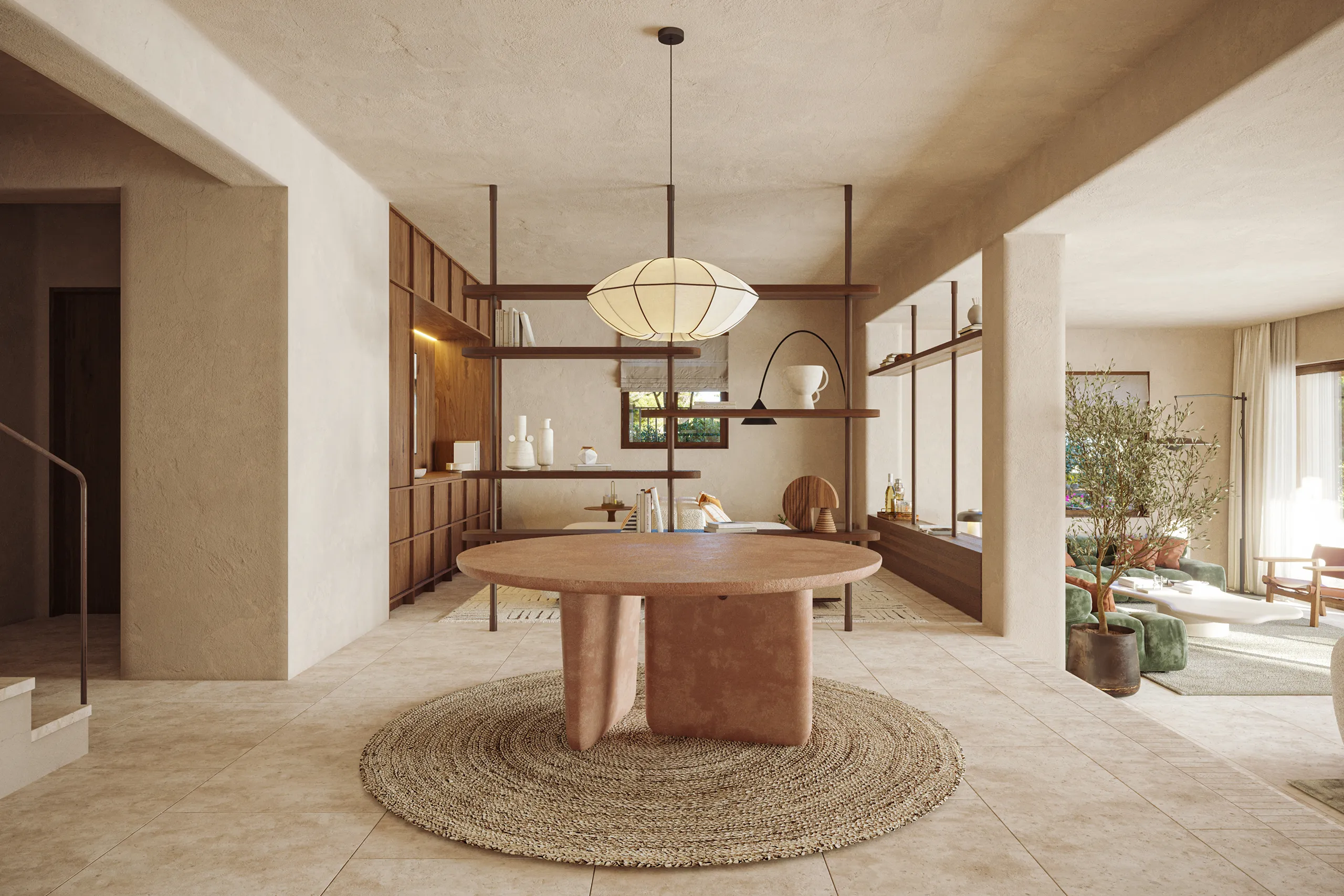 Casa Cap Martinet Ibiza Comedor render fotorrealista