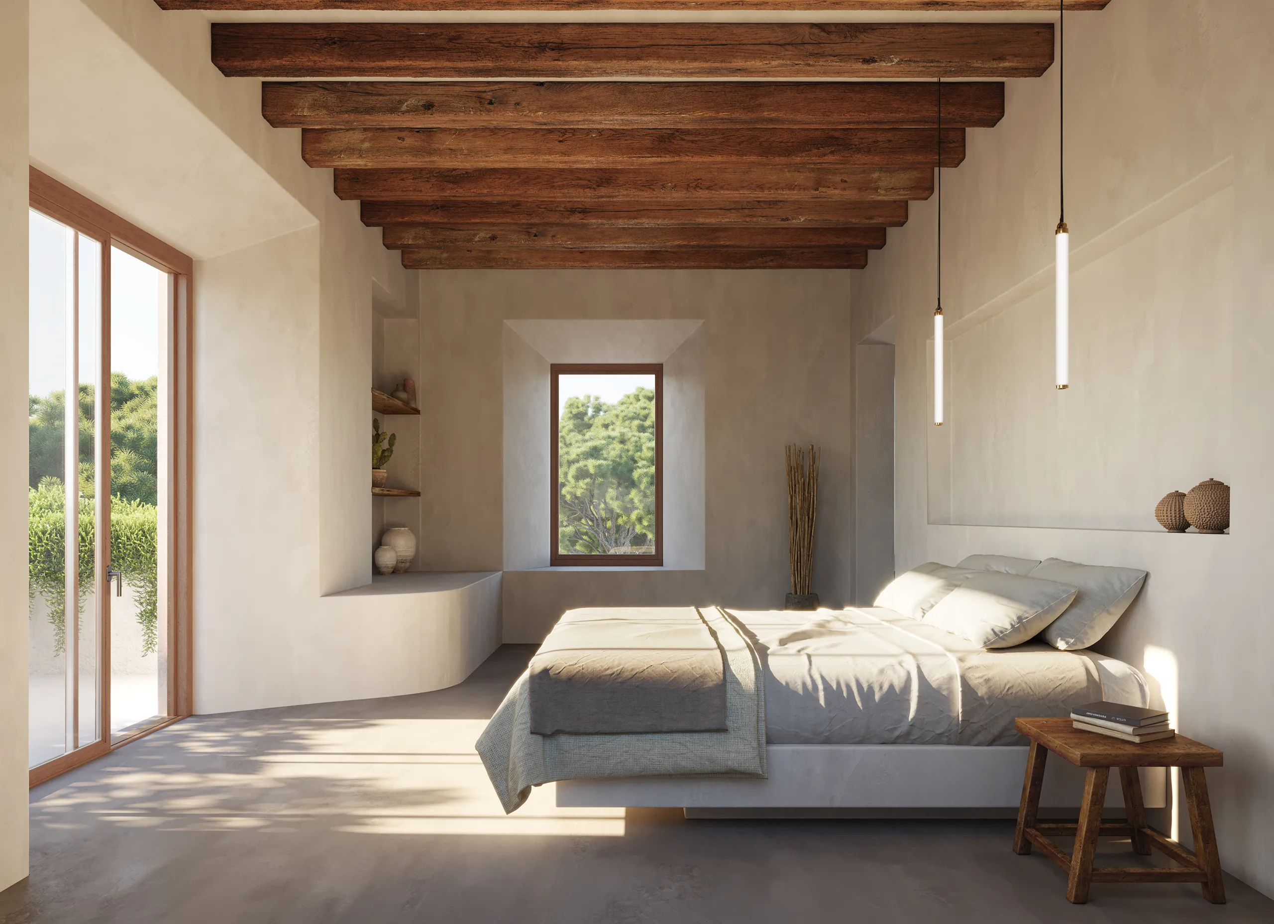 Villa Cala Vinyes Mallorca Dormitorio Arquitectura 3d