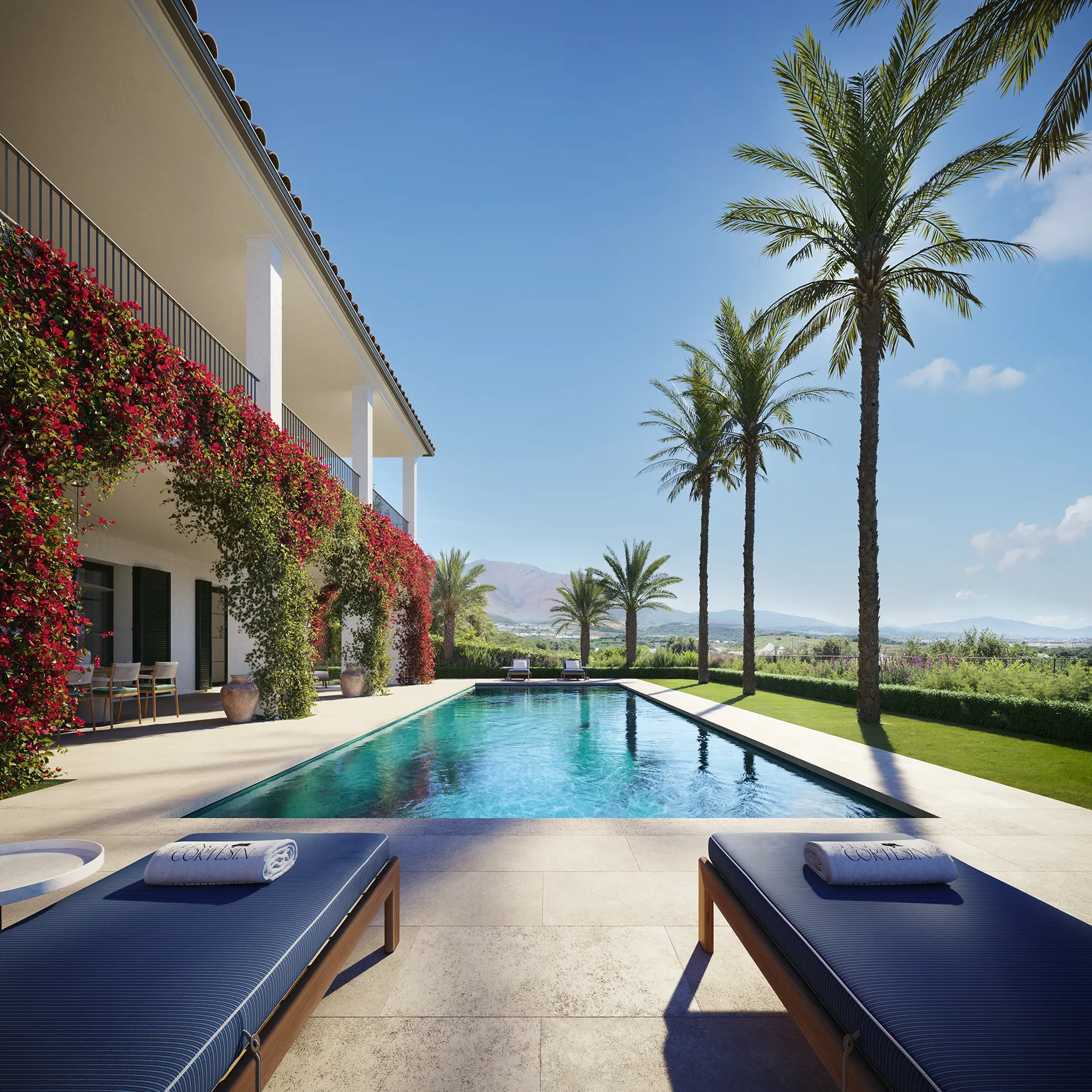 Villa Finca Cortesin Marbella Pool Property Branding Visualisation