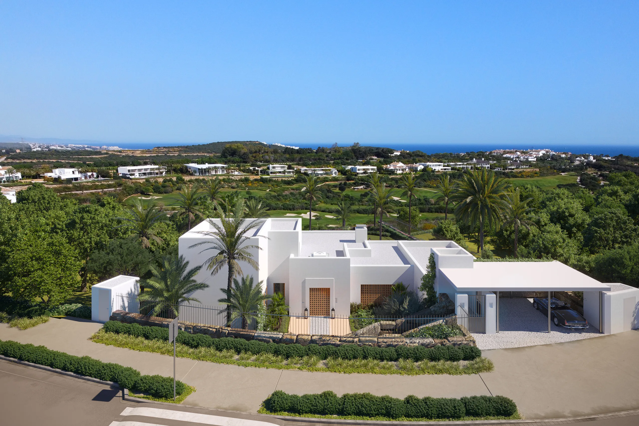Villa Golf Finca Cortesin Marbella piscina Render arquitectura