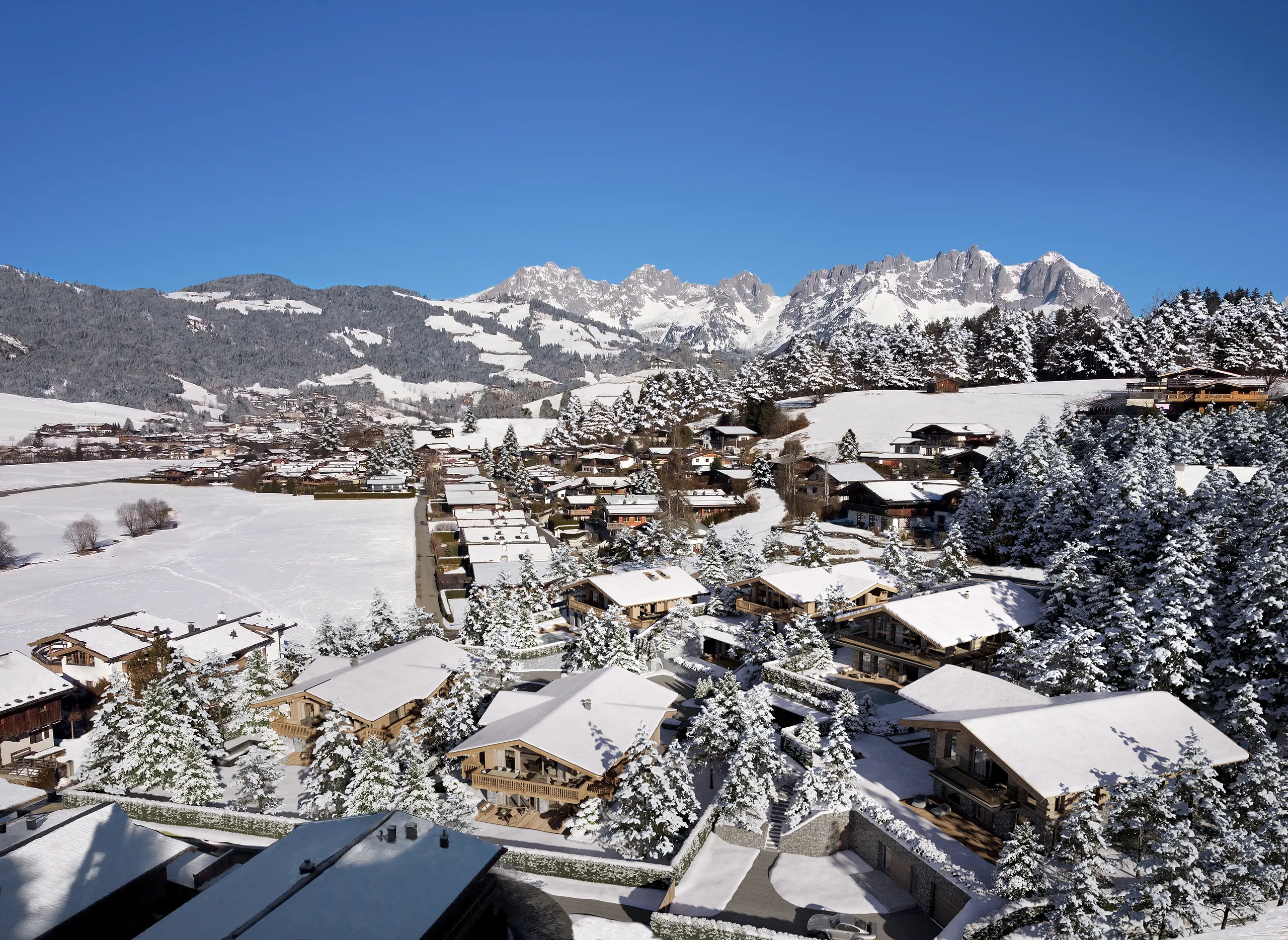 Villa Kitzbühel Austria Aerial view Architectural 3D