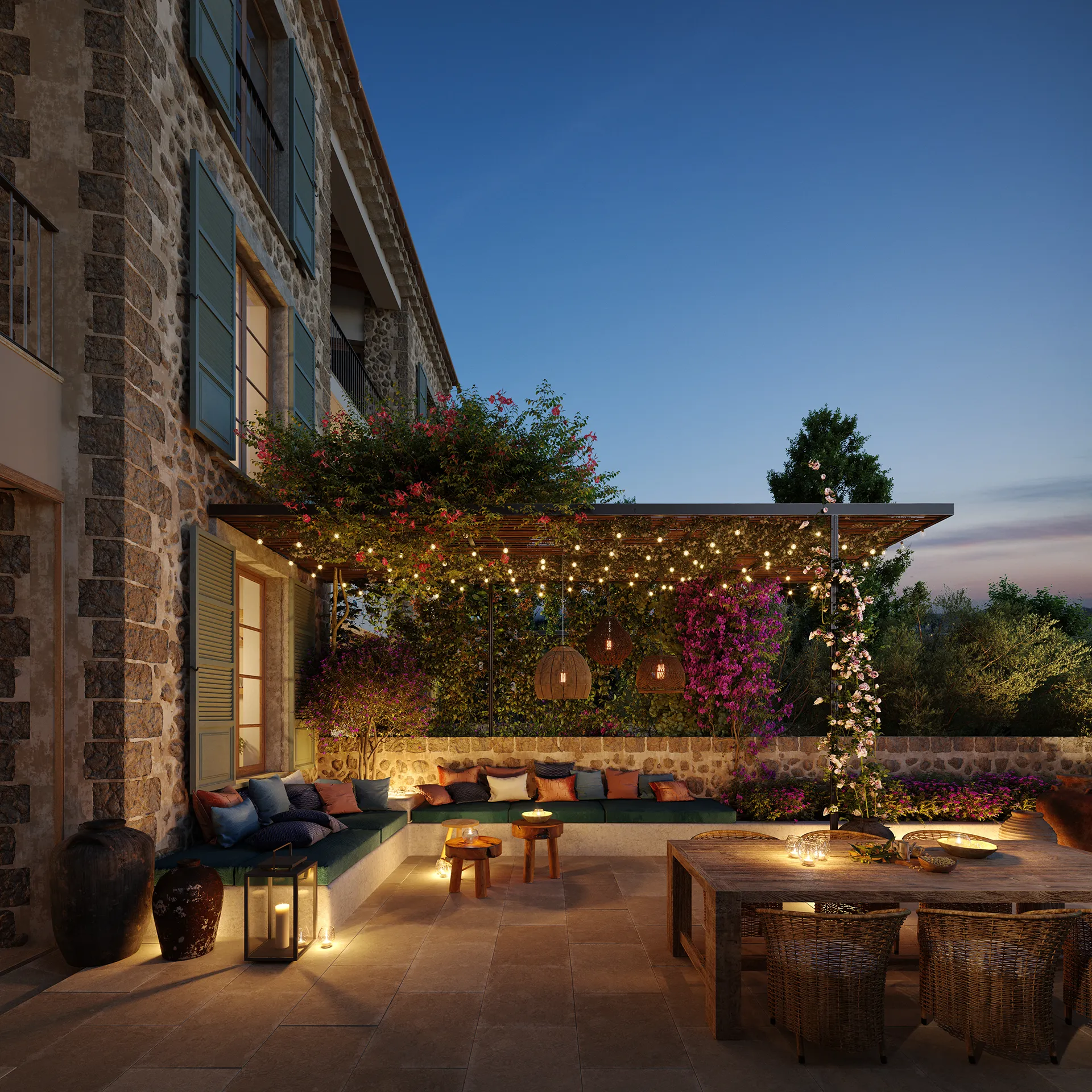 House Soller Mallorca Porch Rendering of Architecture