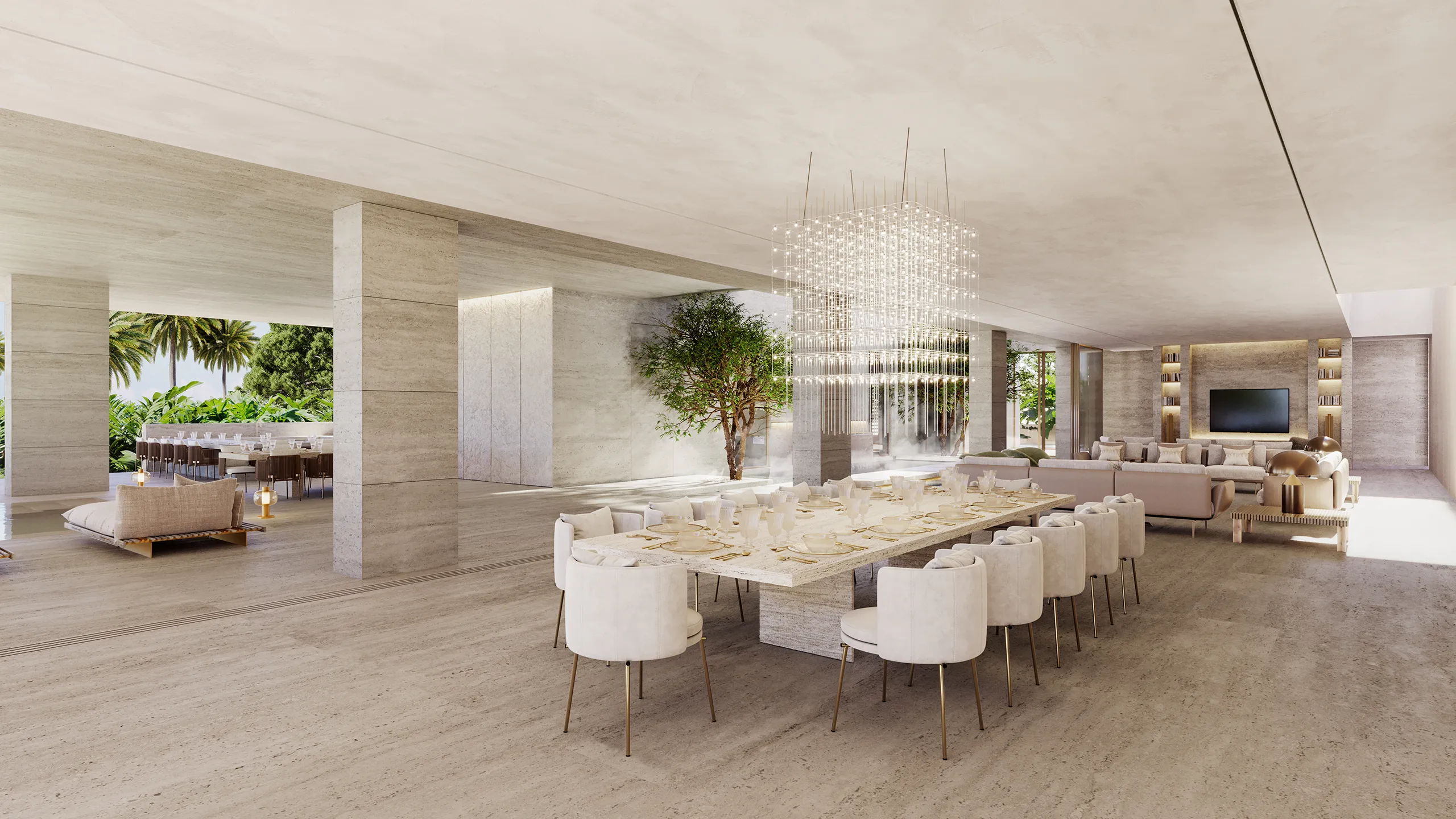 House Luxury Dubai Dining Real Estate 3D