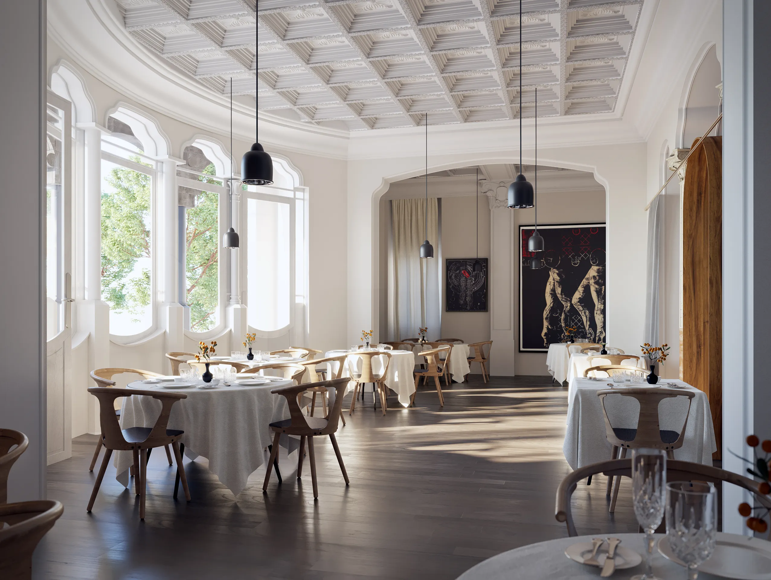 Hotel Torre Remei Barcelona Restaurant Bar Hyperrealistic Renders