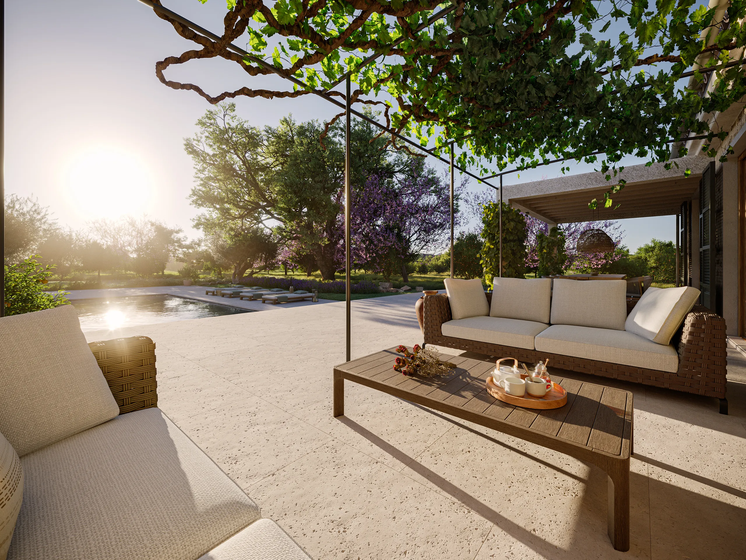 Estate Santanyi Mallorca Patio Hyperrealistic Visualisation