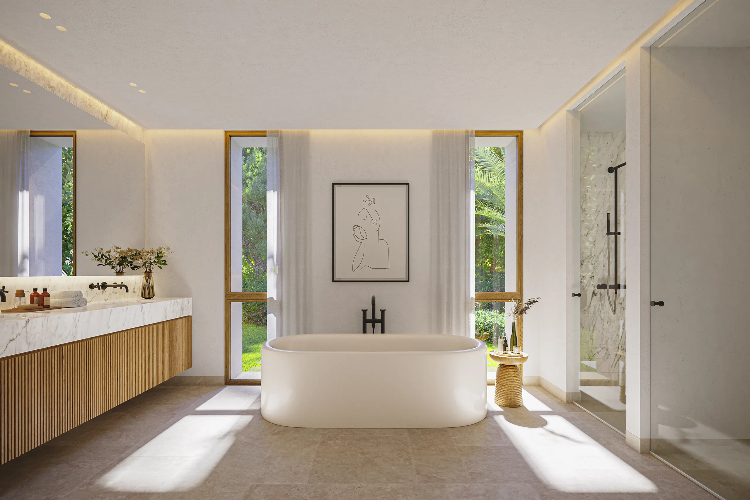 Villa Golf Finca Cortesin Marbella Baño visualizacion arquitectonica