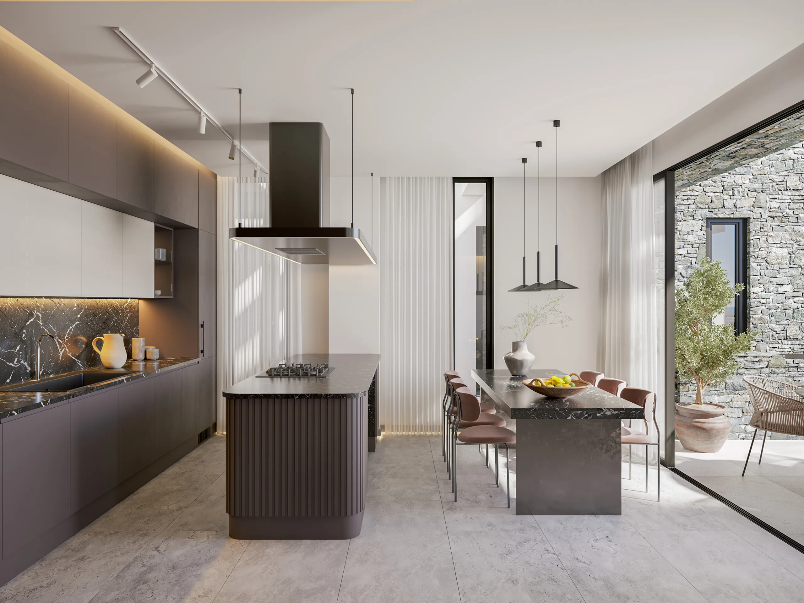 Terra Hill Alsancak Cyprus cocina Visualizacion Arquitectonica