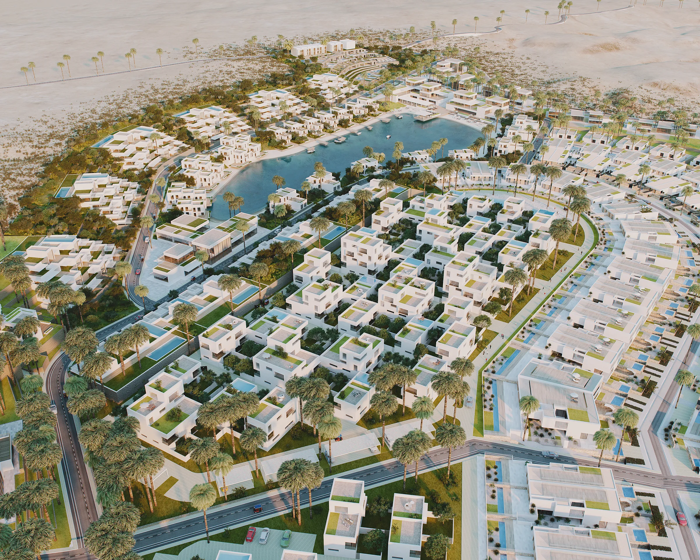 Sahl Hasheesh Masterplan Hurghada Egipto Vista aerea Branding Inmobiliario Cgi