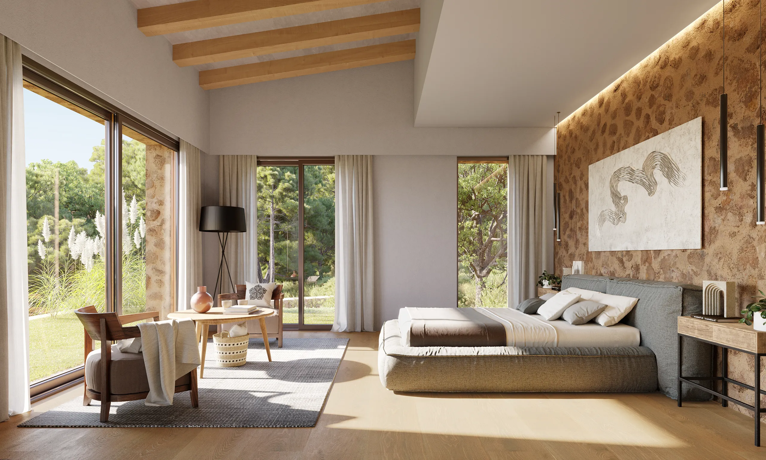 Finca Bunyola Mallorca Bedroom Photorealistic Visualization