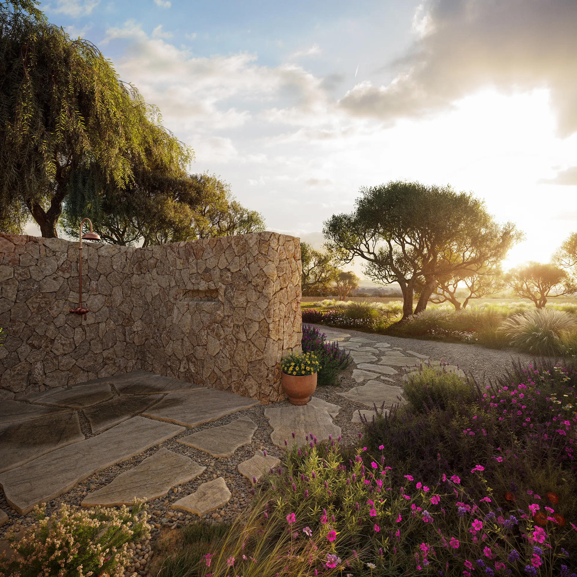 Villa Ibiza Ibiza jardin Tour Virtual fotorrealista