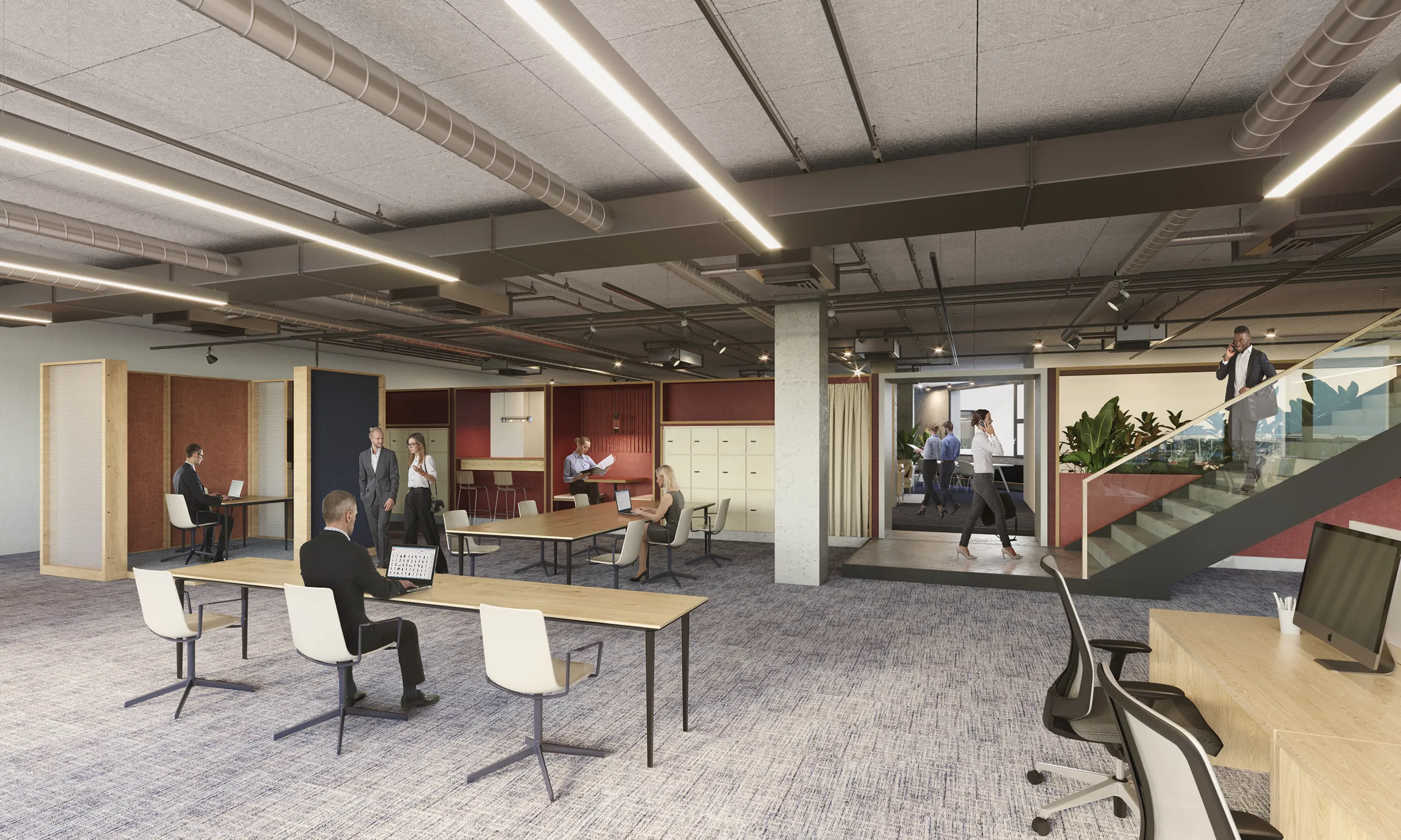 Atrium Park Offices Switzerland Office Photorealistic Visualization