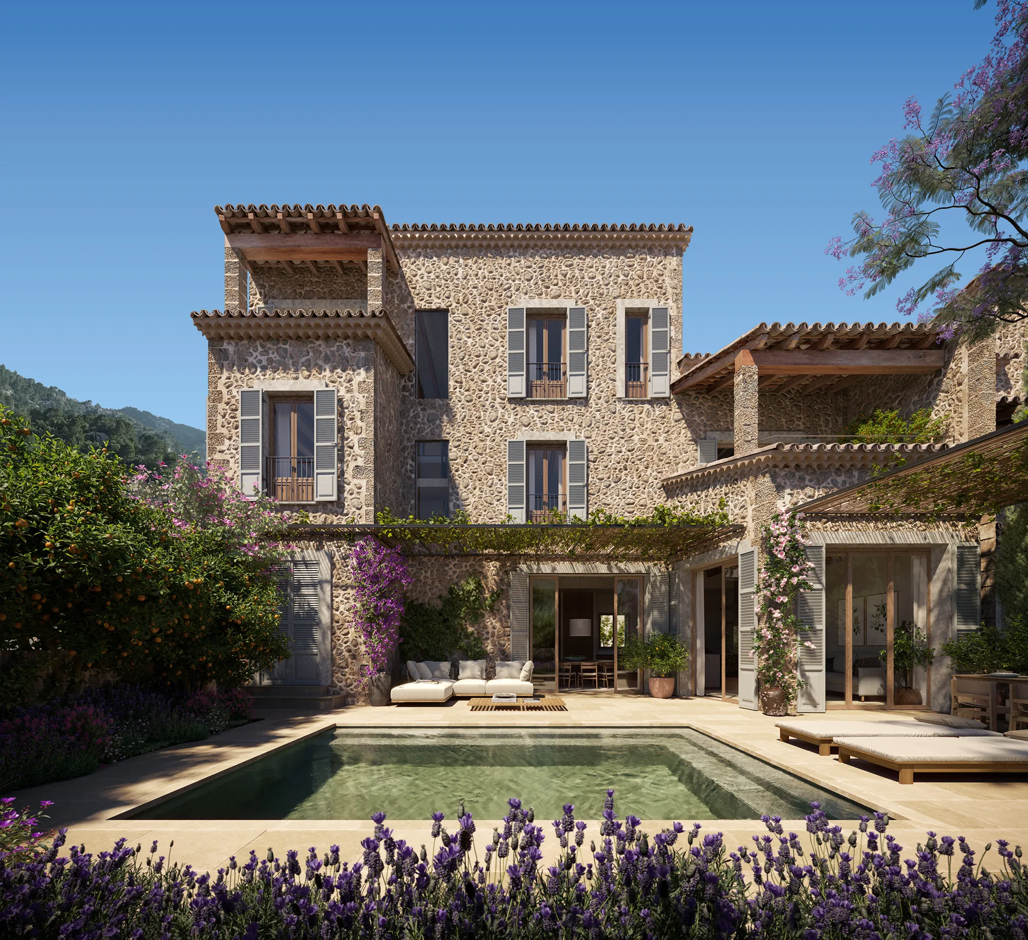 Casa Soller Mallorca Fachada Inmobiliario Render