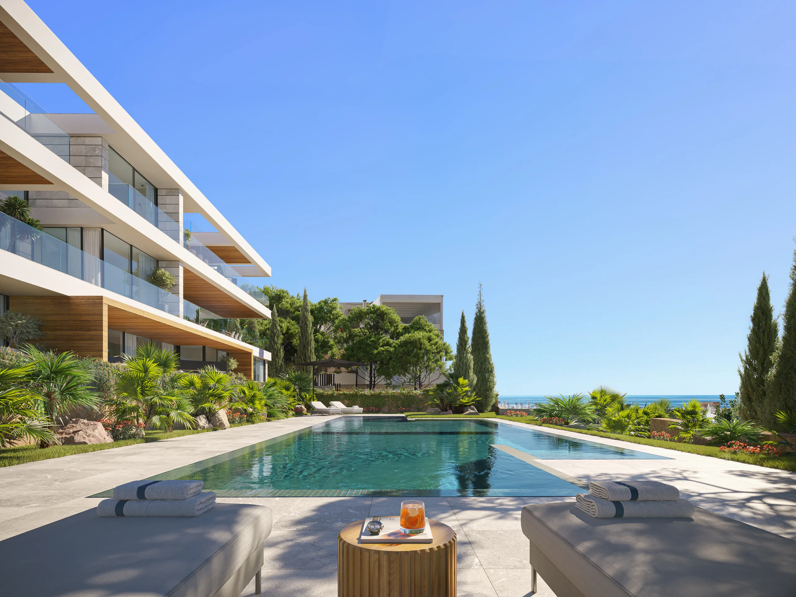 Ever Marivent Apartments Palma Mallorca Pool photorealistic visualization