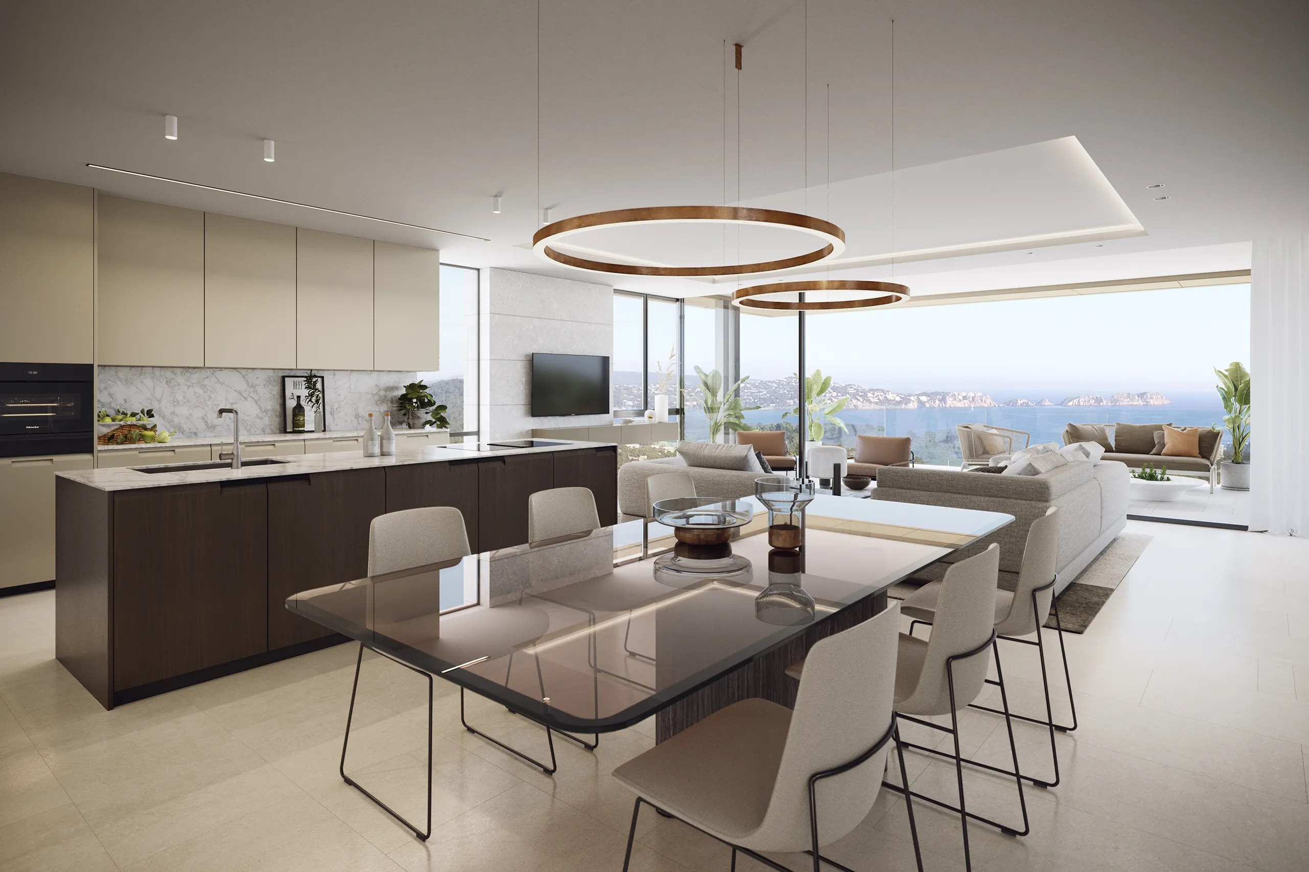apartamento Costa Den Blanes Mallorca Comedor Visualizacion fotorrealista