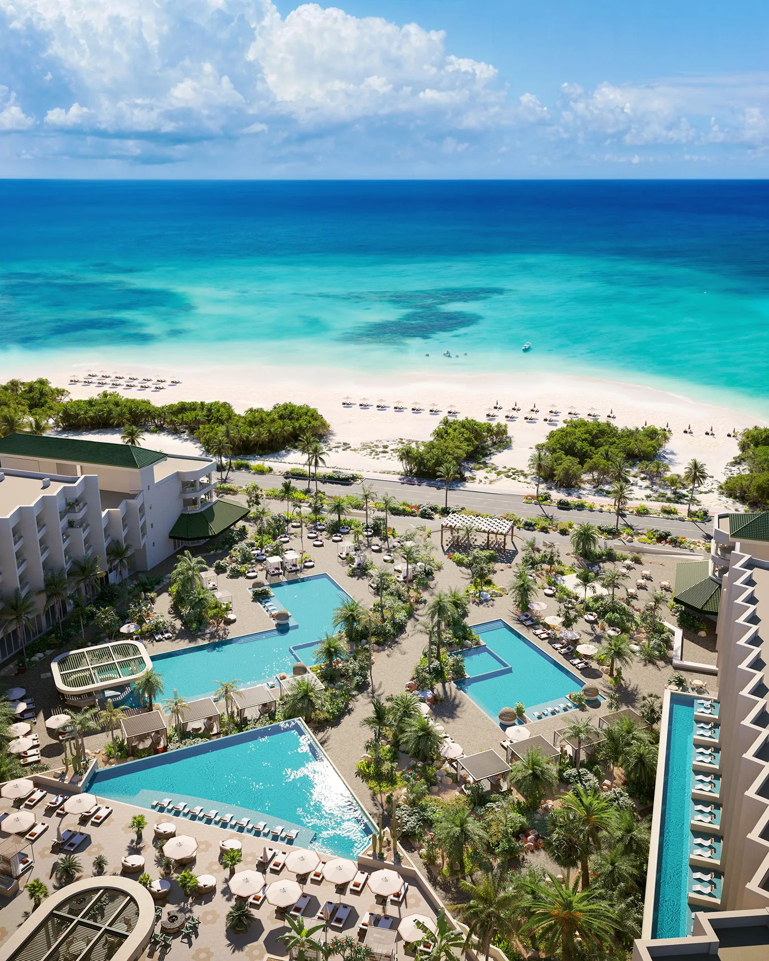 Hotel Joia Eagle Beach Aruba Vista aerea VR arquitectonica