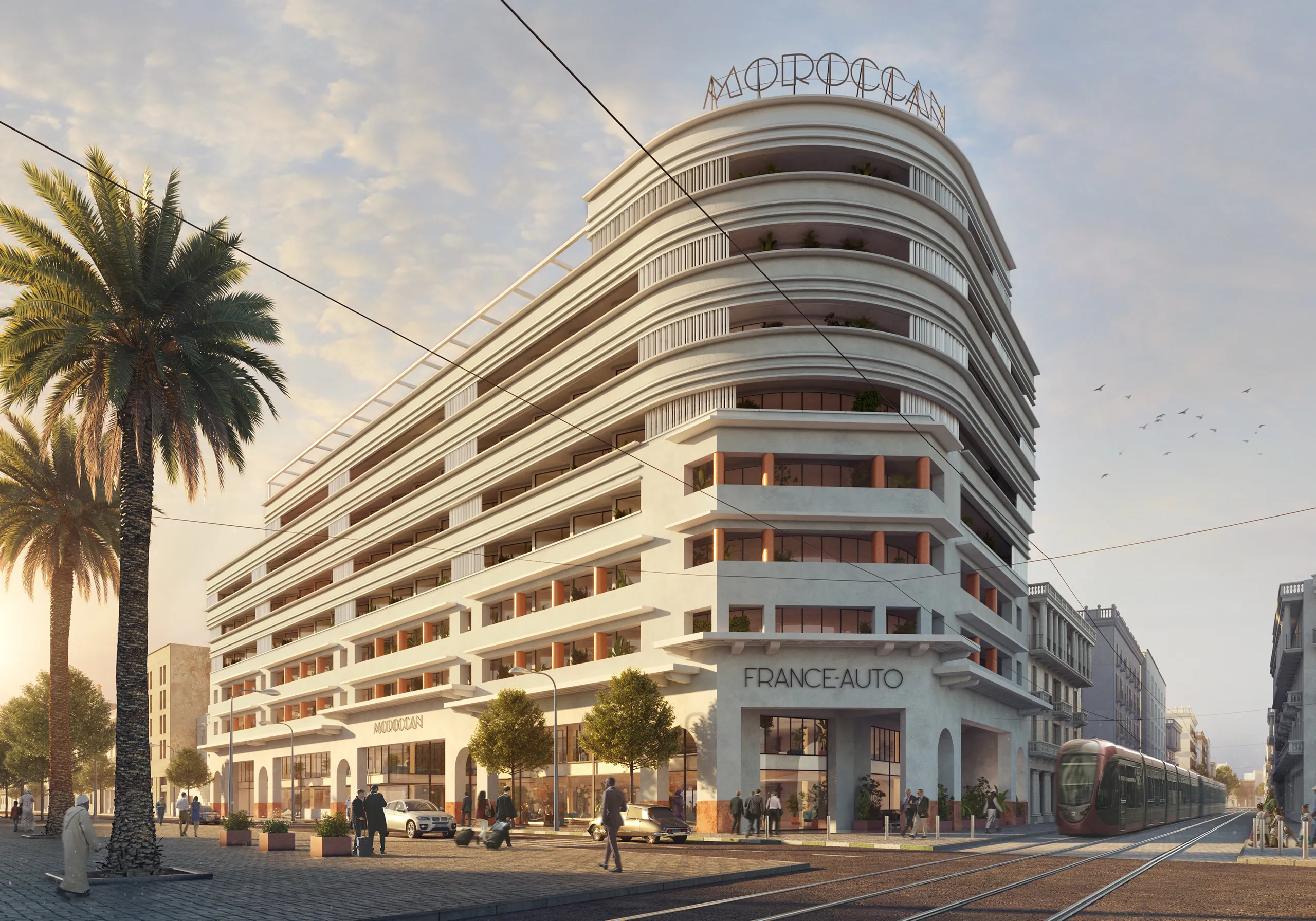 Hotel Houseblanca Morocco Fassade eye level Real Estate Renders
