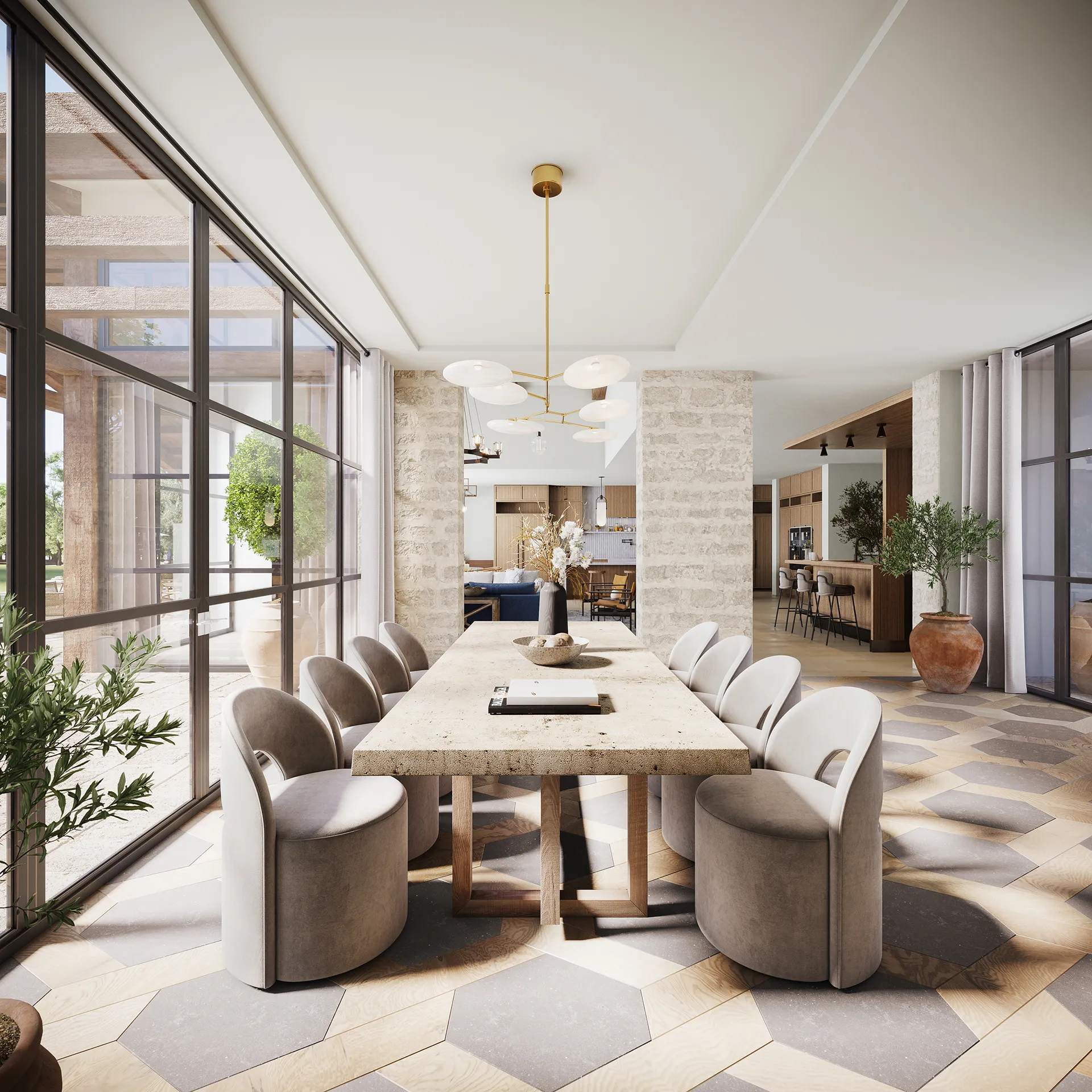 Villa Usa Dining photorealistic render