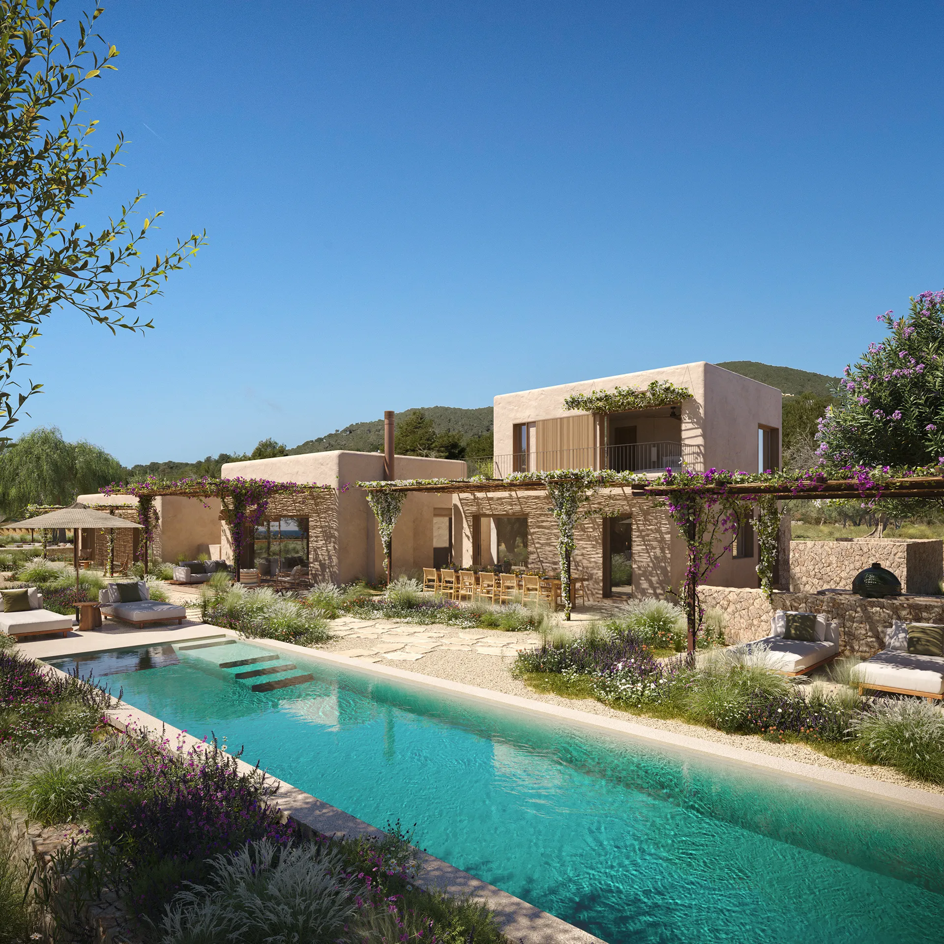 Villa Ibiza Ibiza piscina Visualizacion fotorrealista