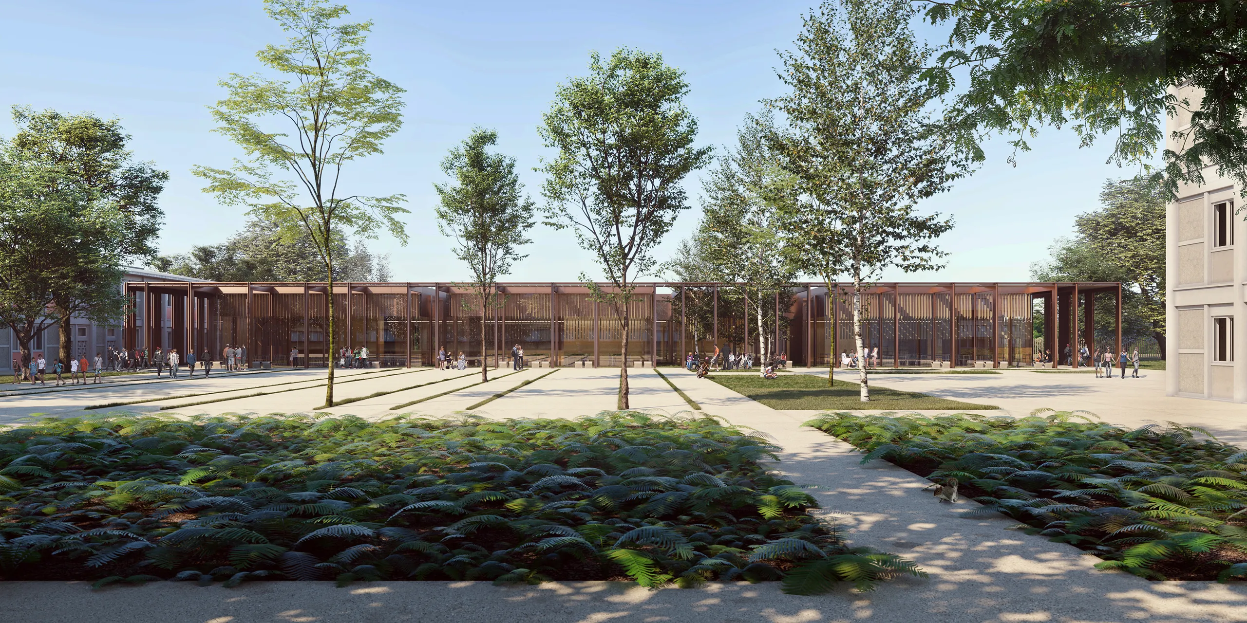 Lycee Saint Exupery France Fassade eye level Architectural Vr
