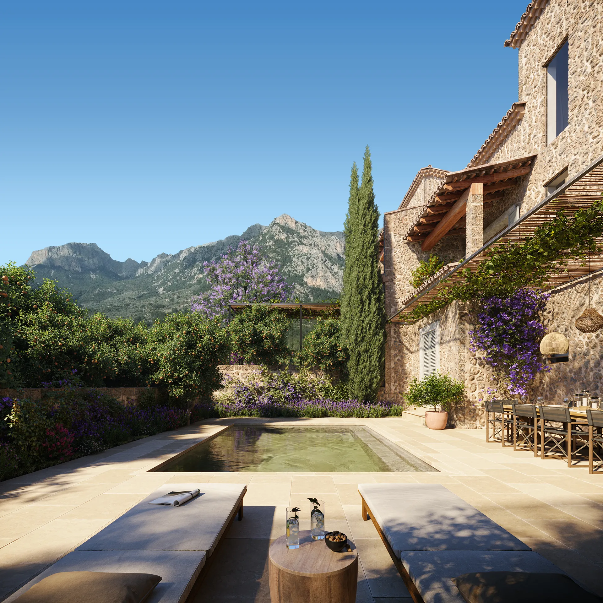 Casa Soller Mallorca pergola Inmobiliario Visualizacion