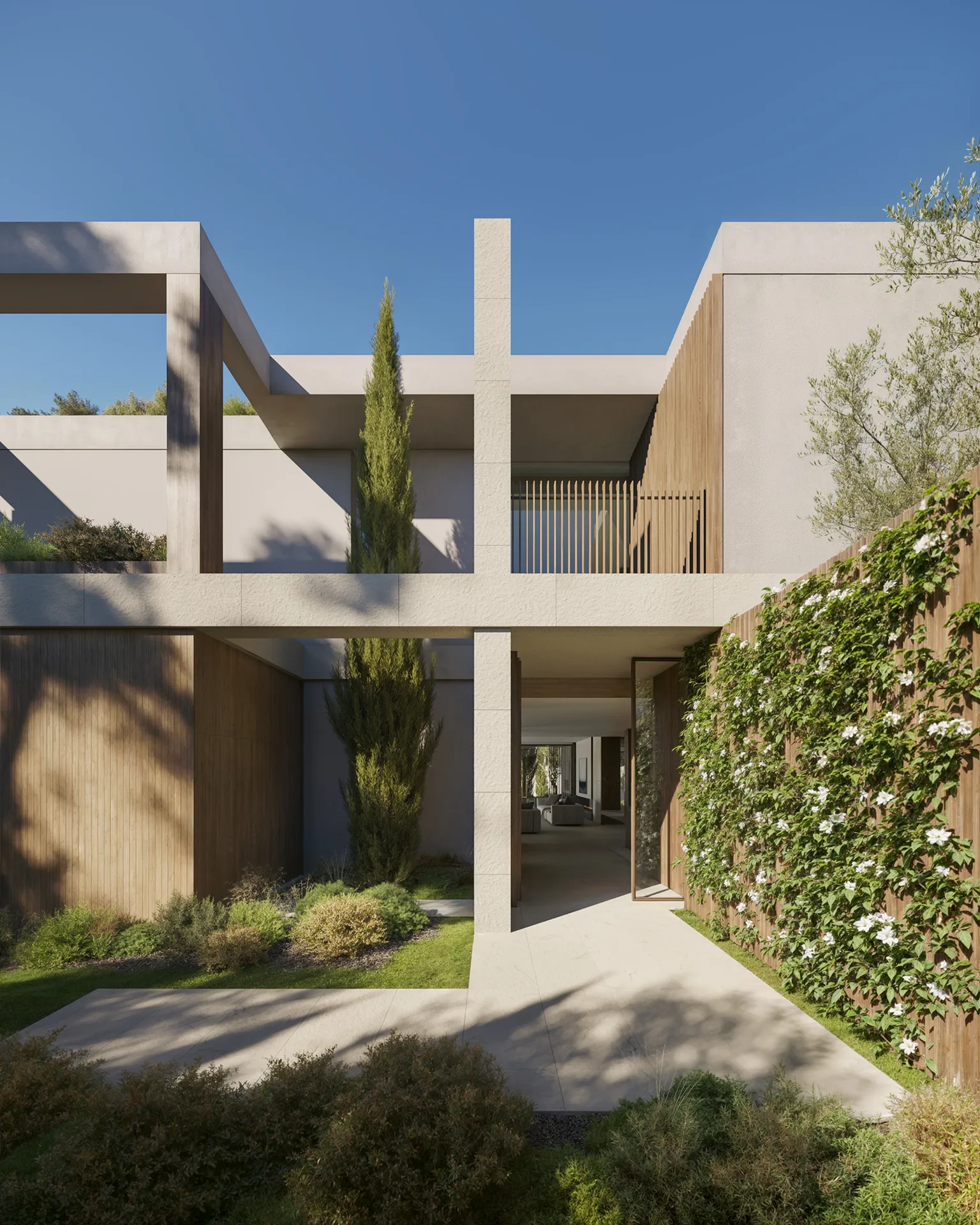 Villa Cala Falco Mallorca jardin Visualizacion fotorrealista