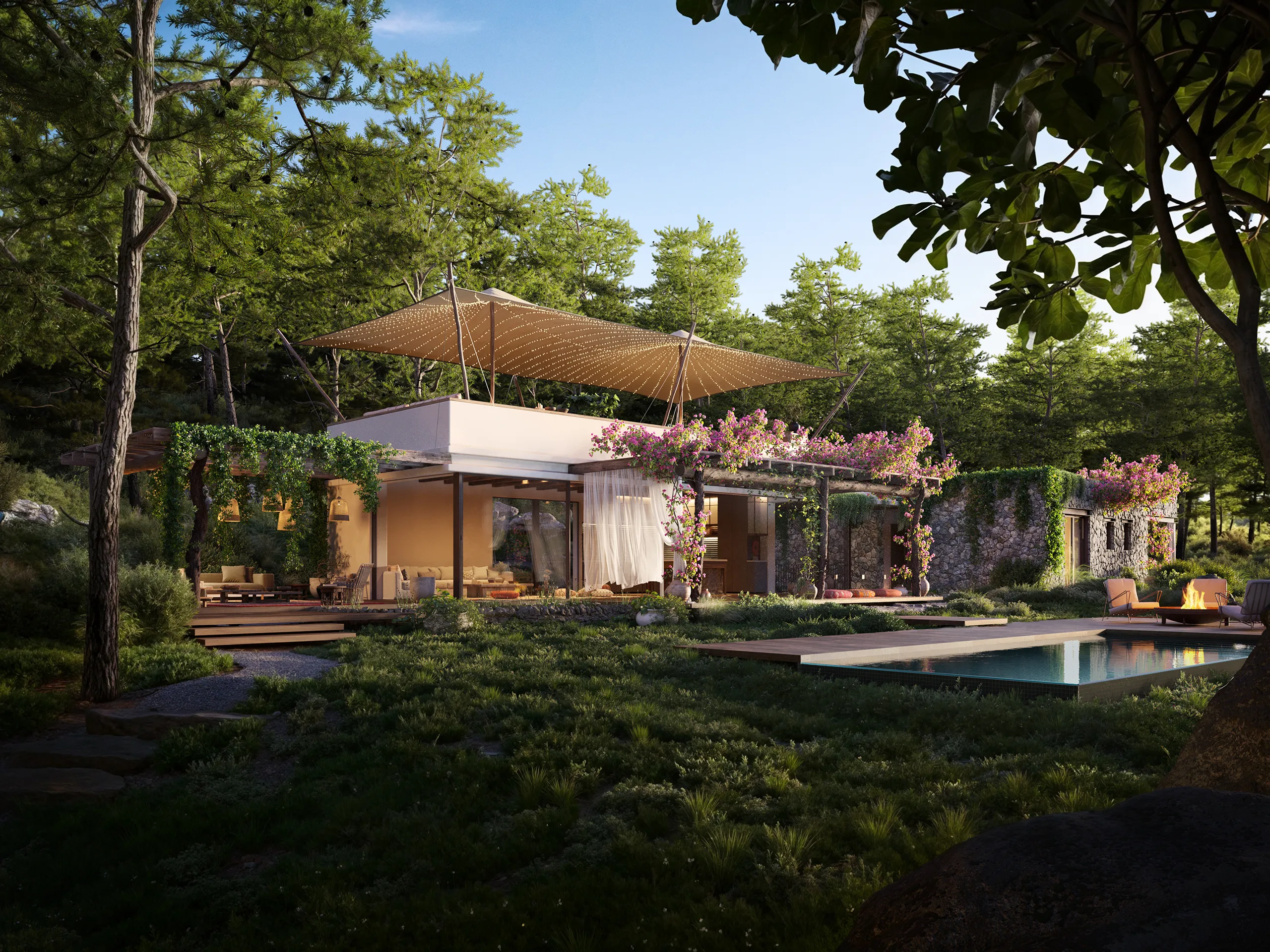 Finca Santa Gertrudis Ibiza porche Tour Virtual Arquitecturas