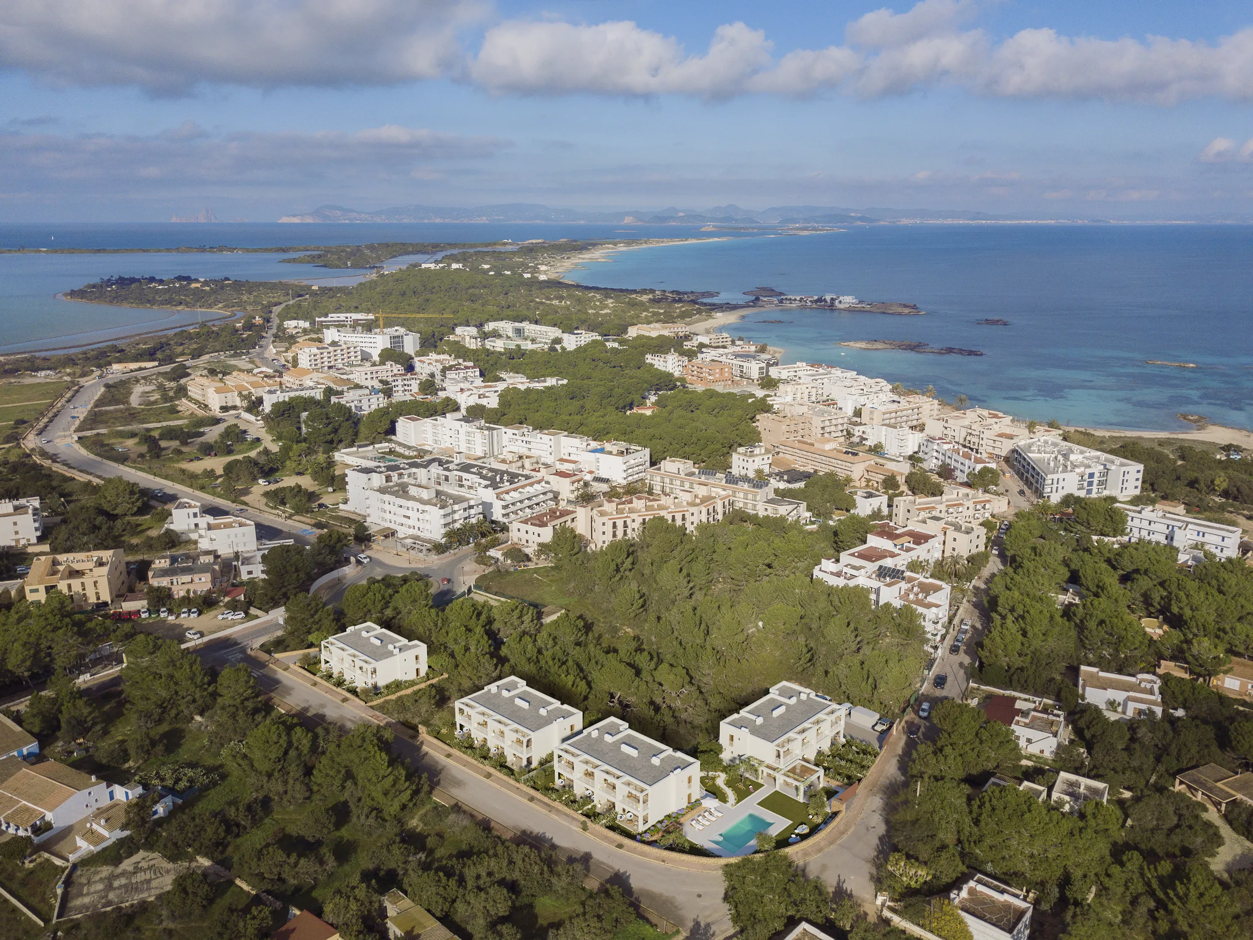 Apartamentos Punta Prima Formentera Vista aerea Visualizacion arquitectonicas
