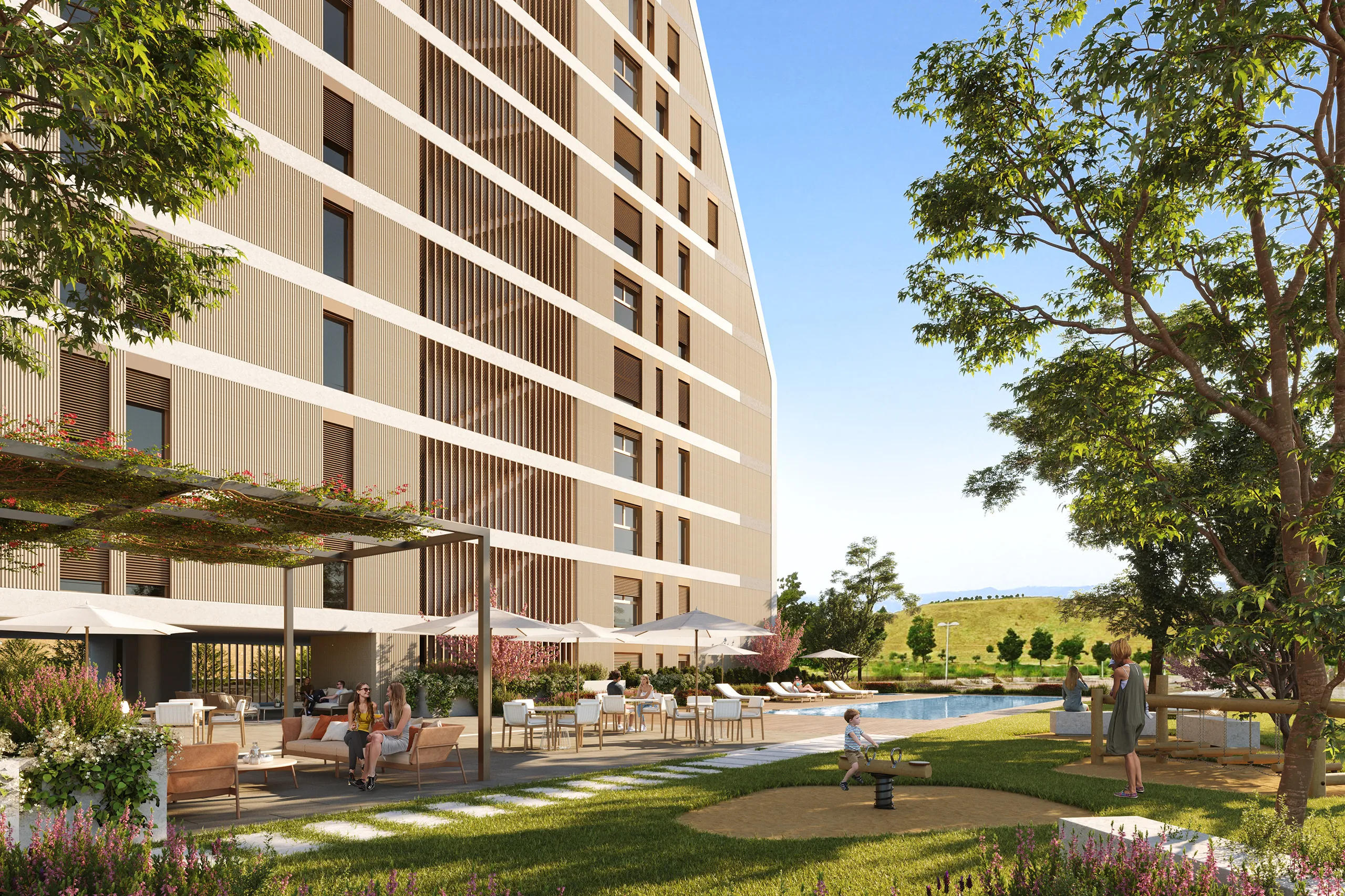 Viviendas Valdebebas Madrid Garden Architectural Visualizations