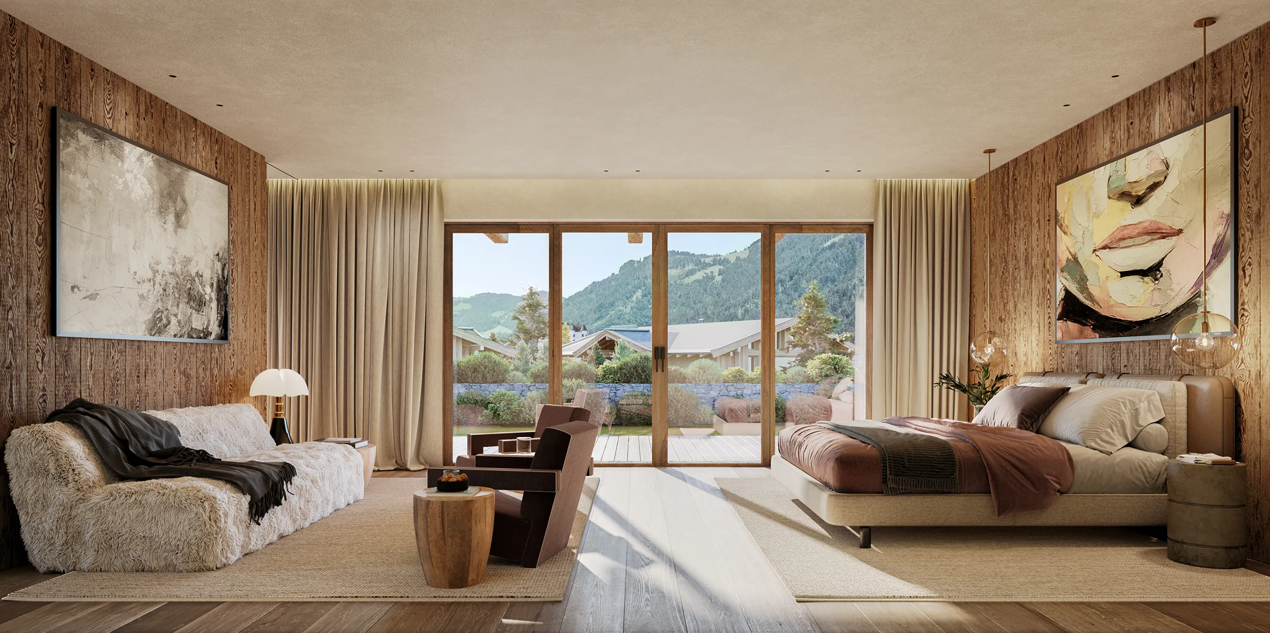 Villa Kitzbühel Austria Living Photorealistic 3D