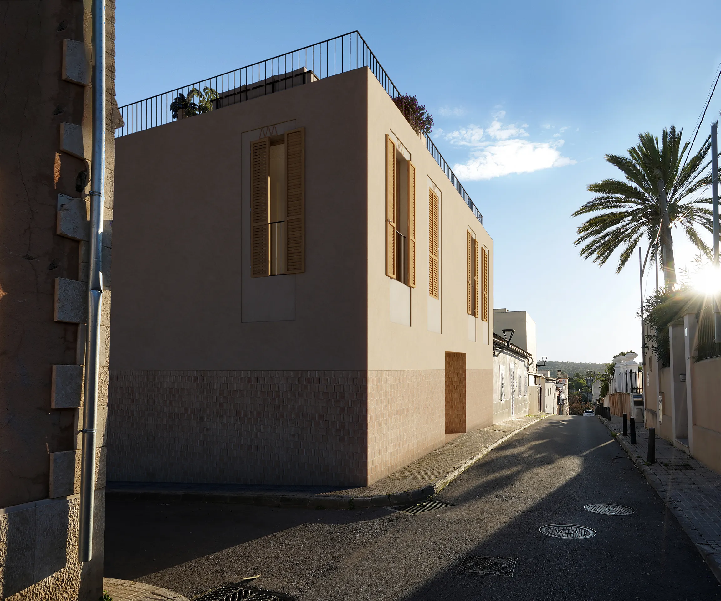 House Palma Mallorca Fassade eye level Architectural Renderings