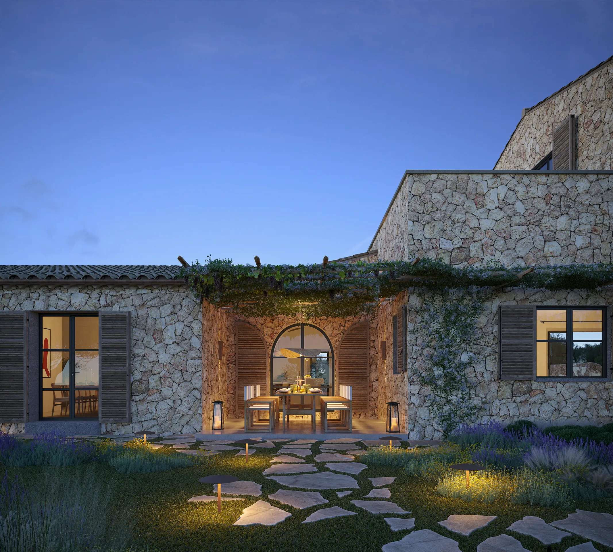 Finca Sta Maria Mallorca Entrada Render arquitectura
