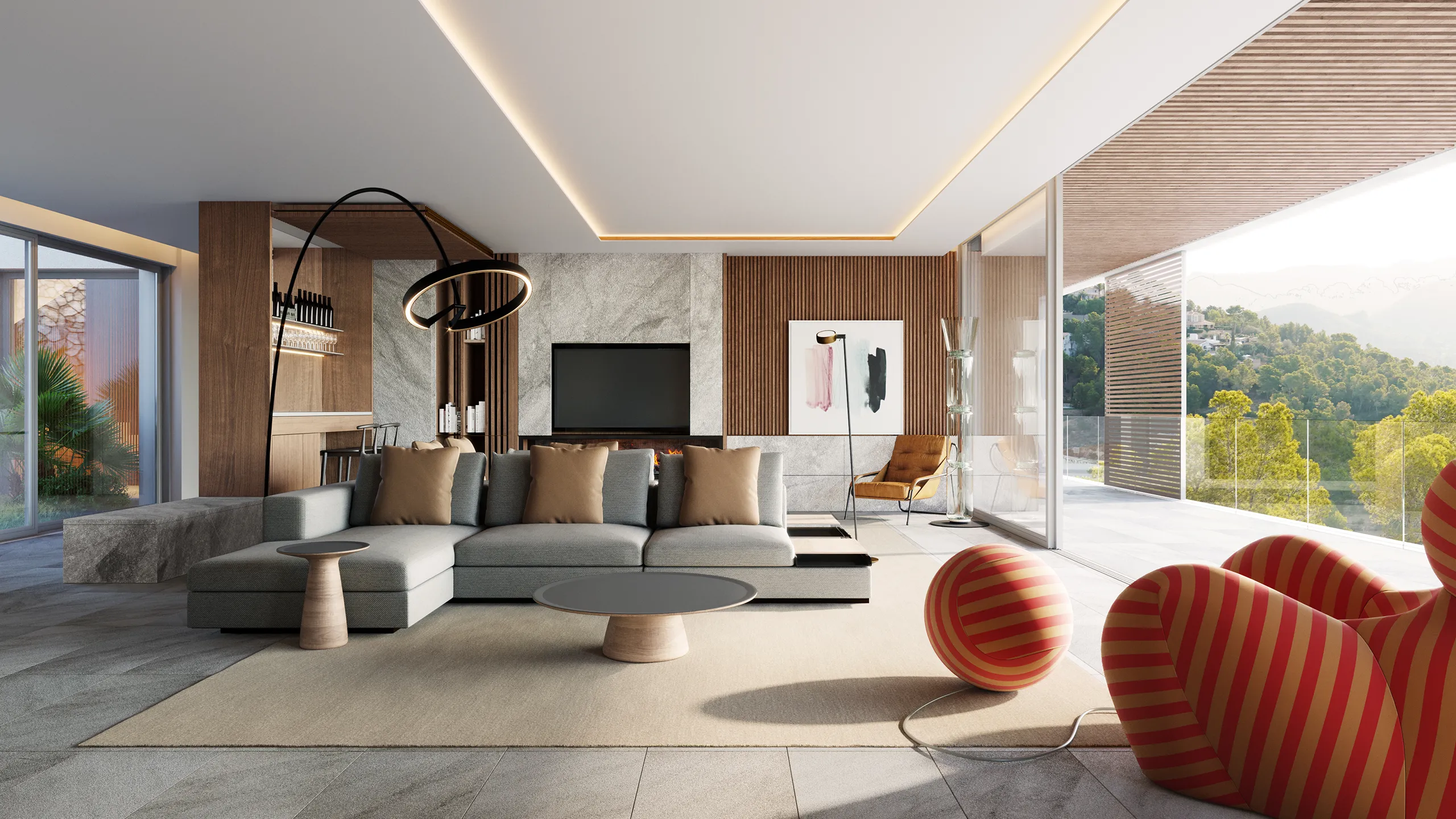 Villa High End Andratx Mallorca Living photorealistic render