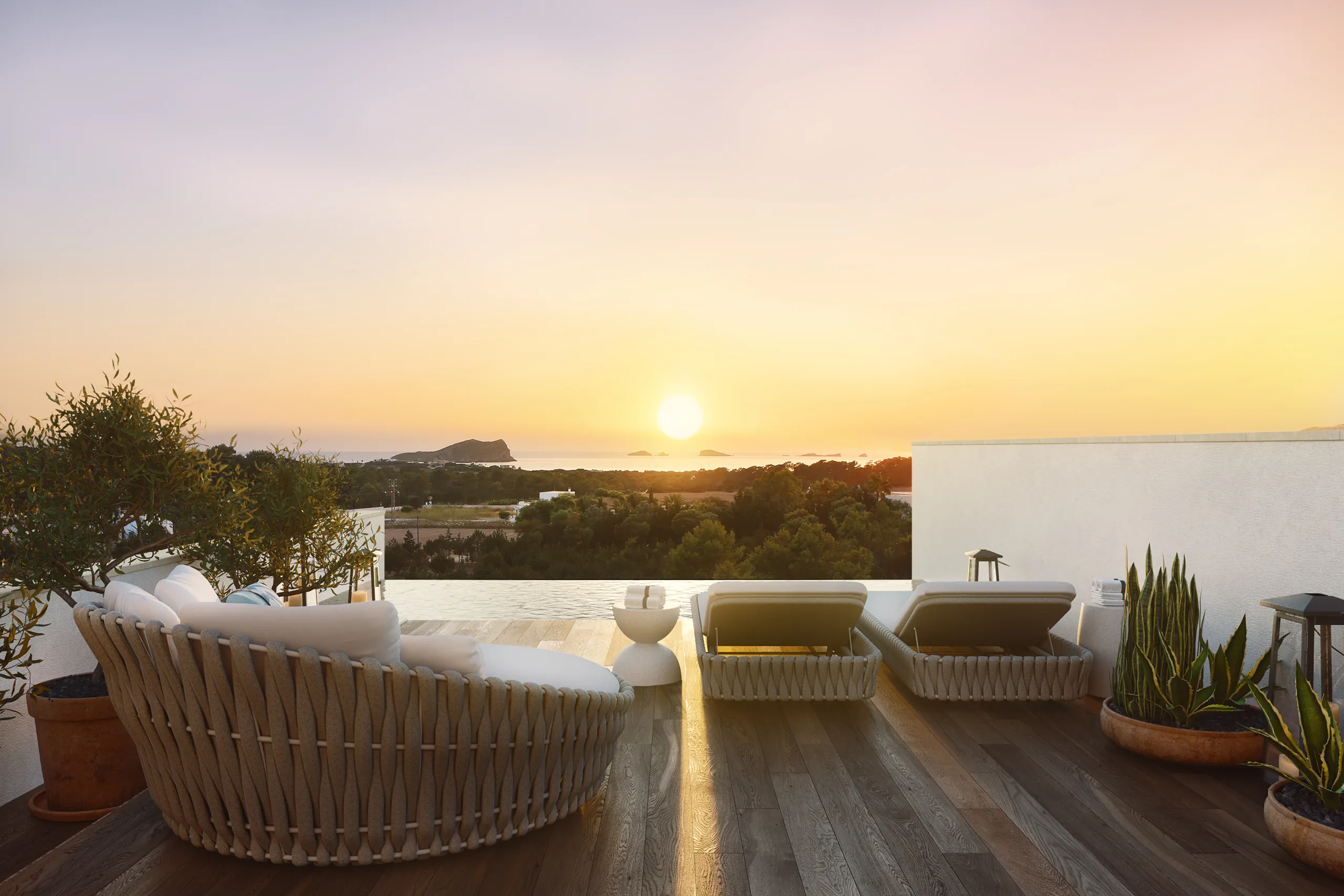 Villa Cala Comte Ibiza terraza Renders arquitectura