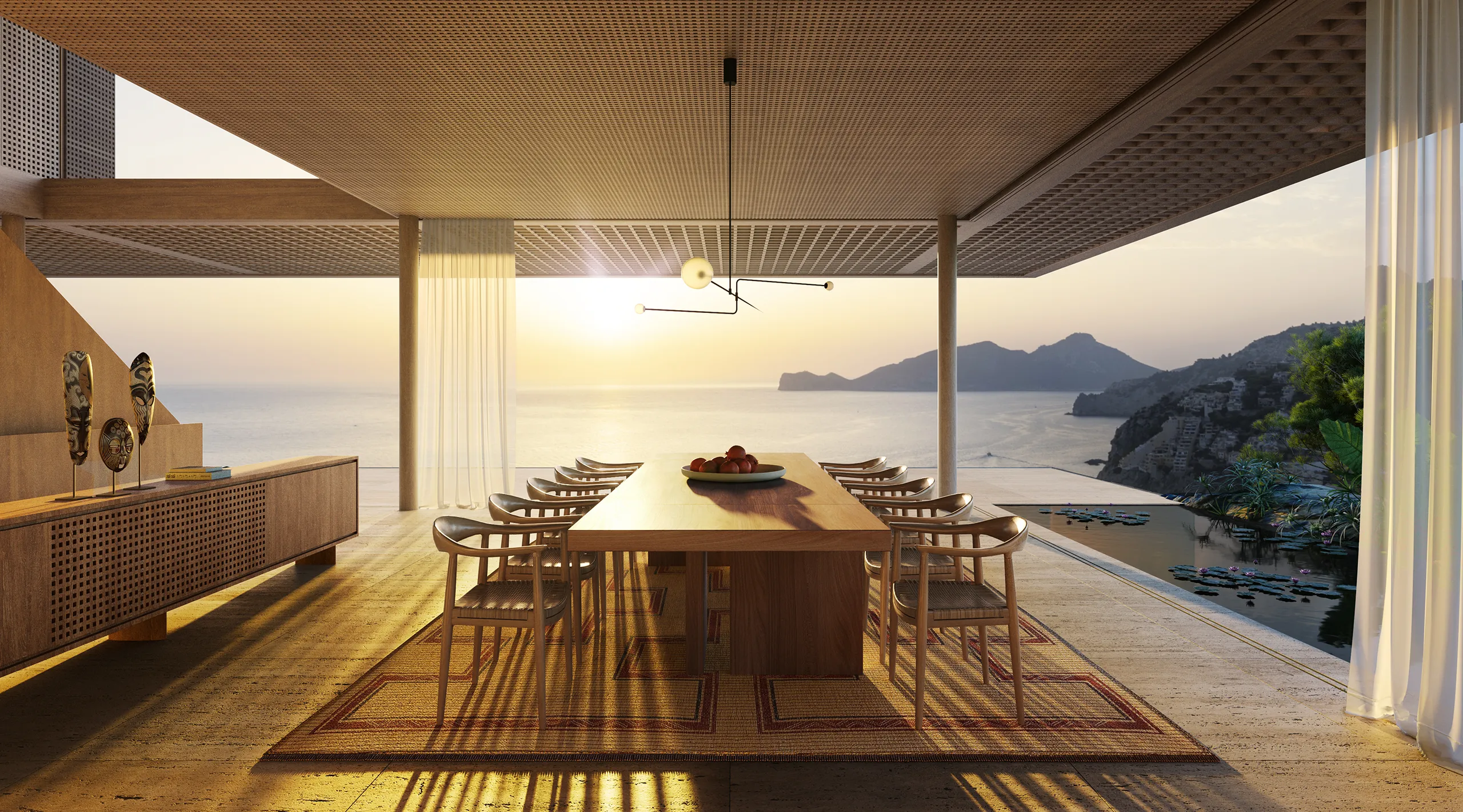 Villa Puerto Andratx Mallorca Dining Hyperrealistic Rendering