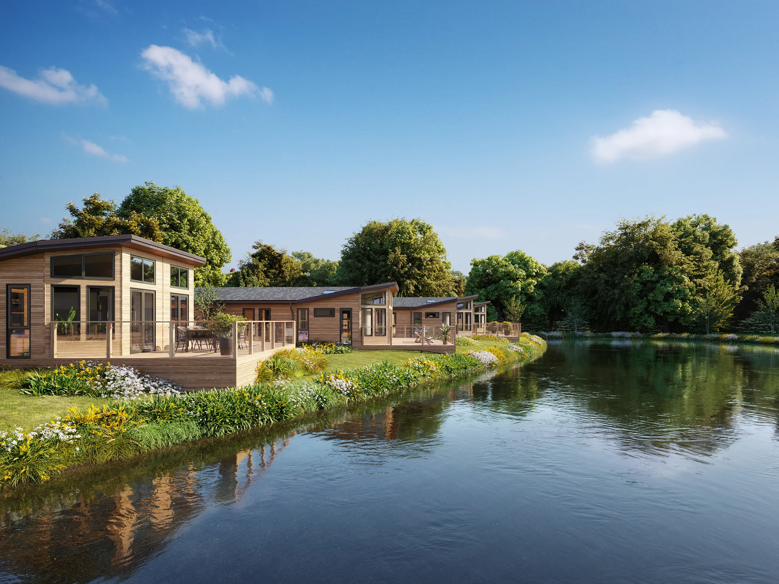 Lodge Clowance Uk Aerial view Photorealistic Cgi