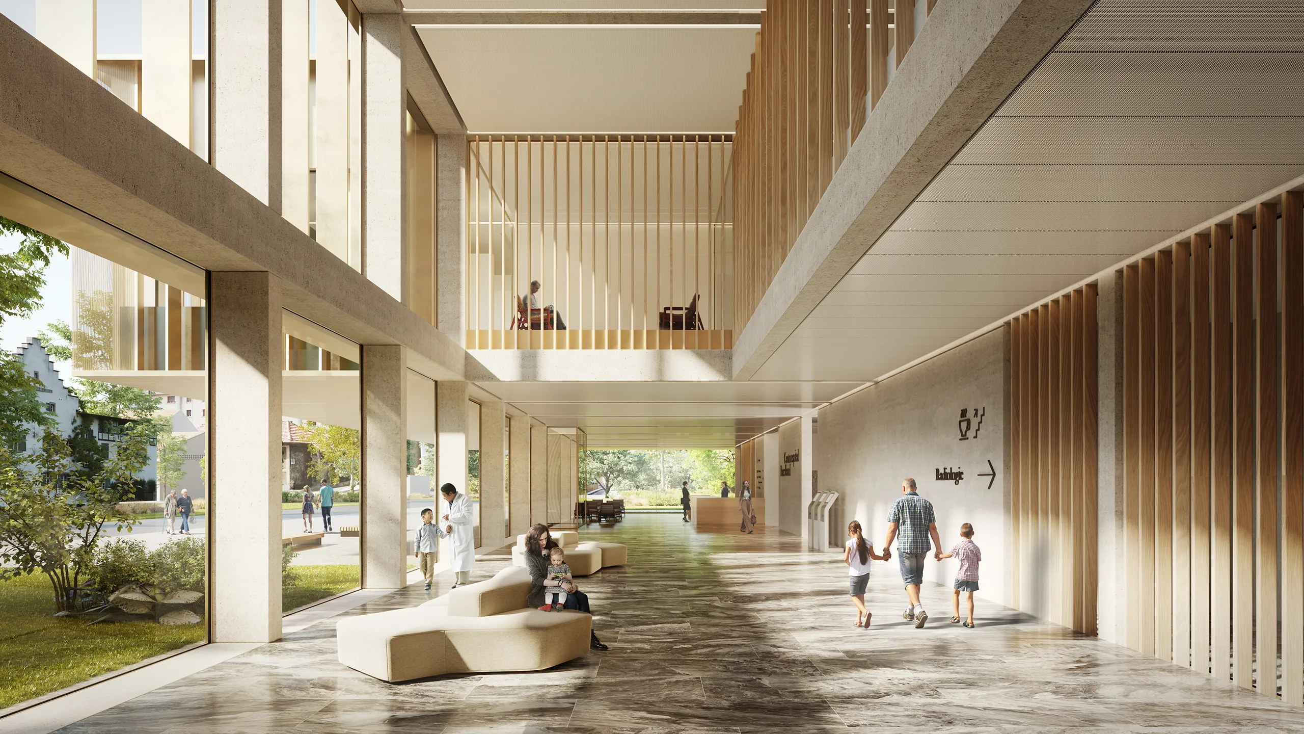 Kantonsspital Hospital Luzerna Switzerland Hallway Architectural Visualisations