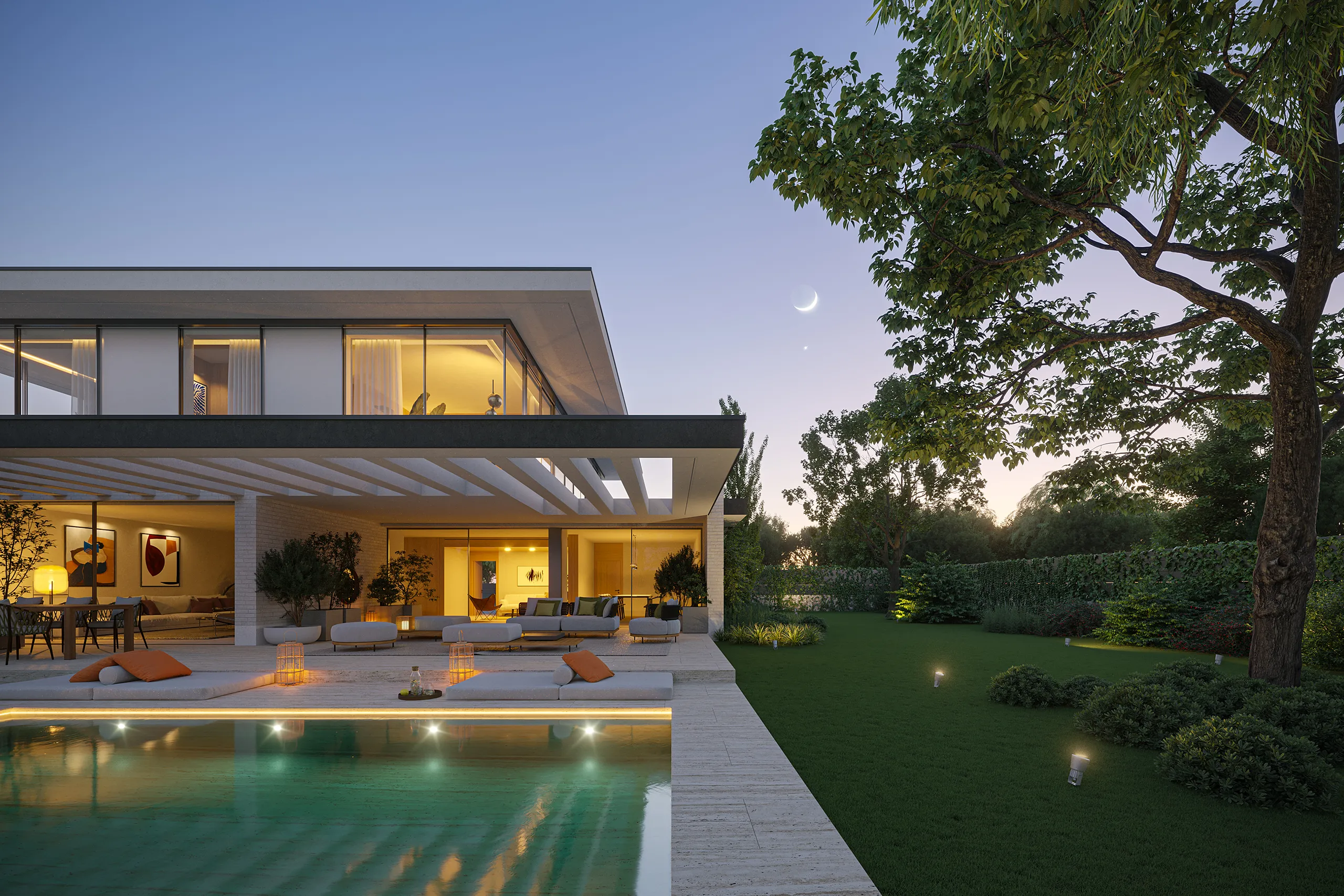 Villa Aravaca Madrid Pool Architectural Visualizations