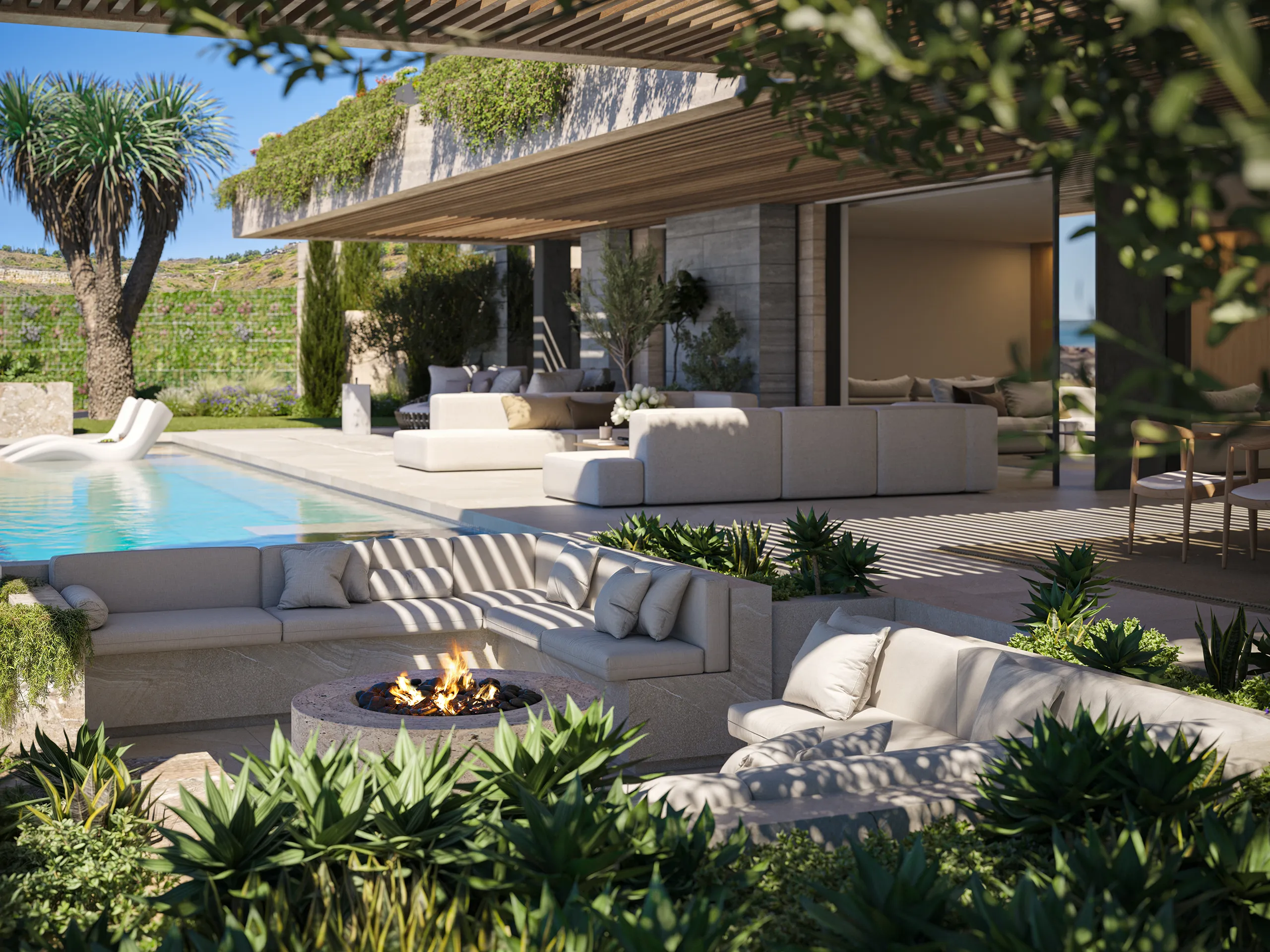 Sky Villas Marbella jardin Visualizacion fotorrealista