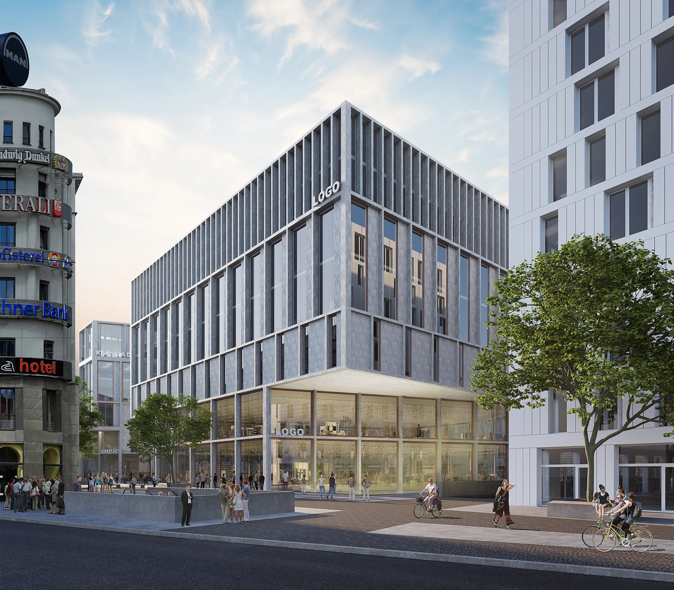 Karstadt Office Munich Germany Fassade eye level Real Estate Visualisation