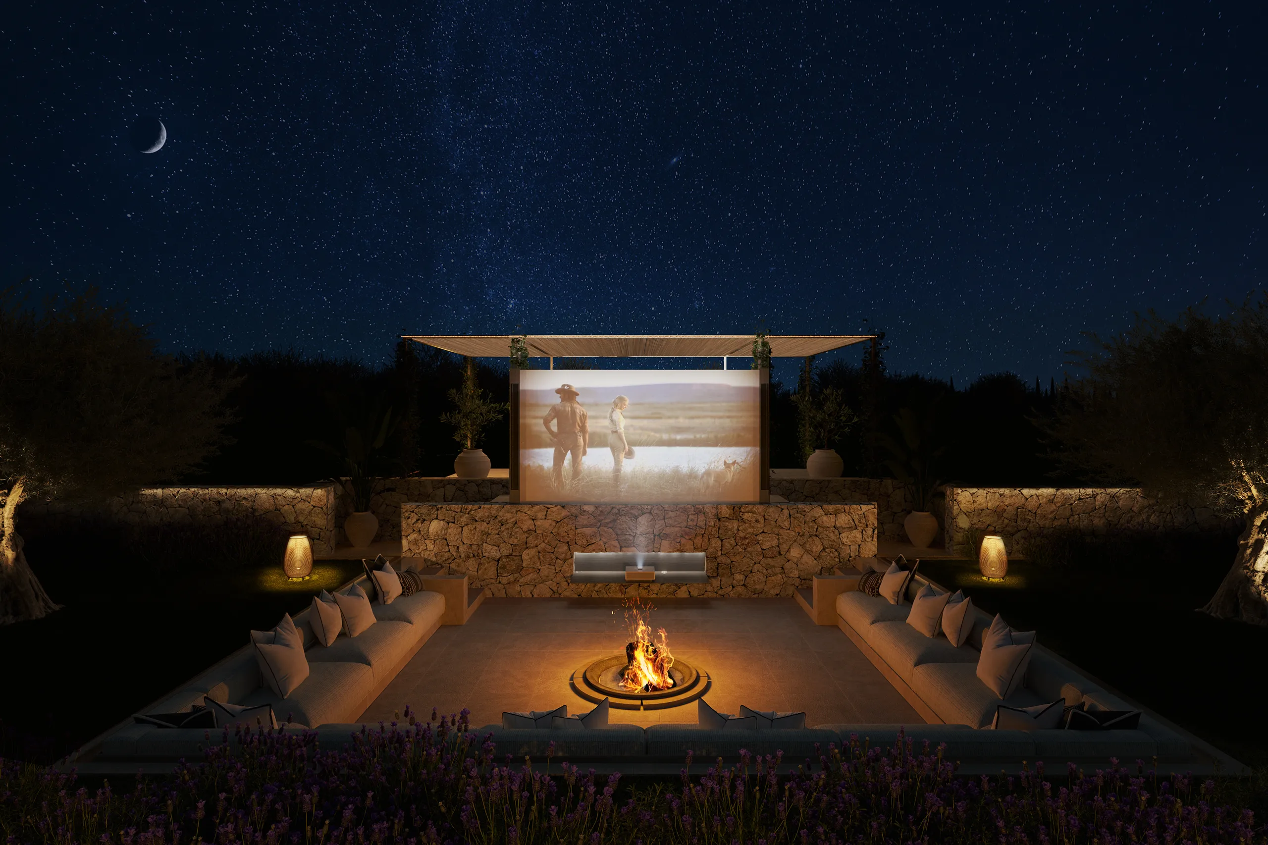 Finca Montuiri Mallorca Firepit Hyperrealistic 3D