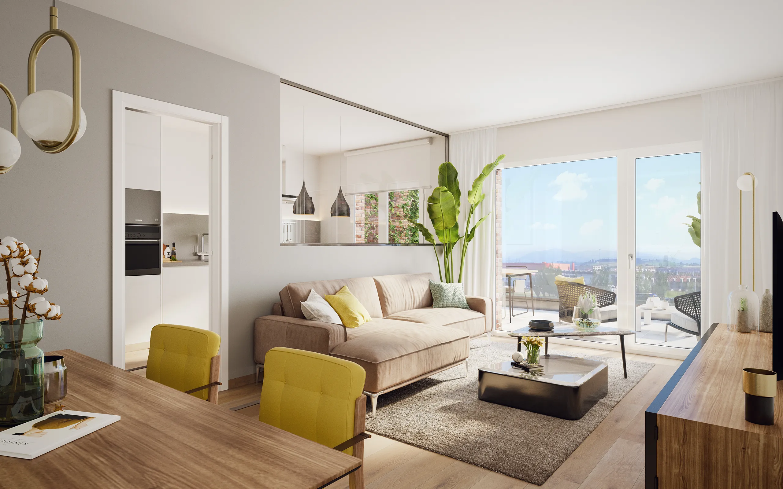 Viviendas Parque Rubin Gijon Living Hyperrealistic Rendering