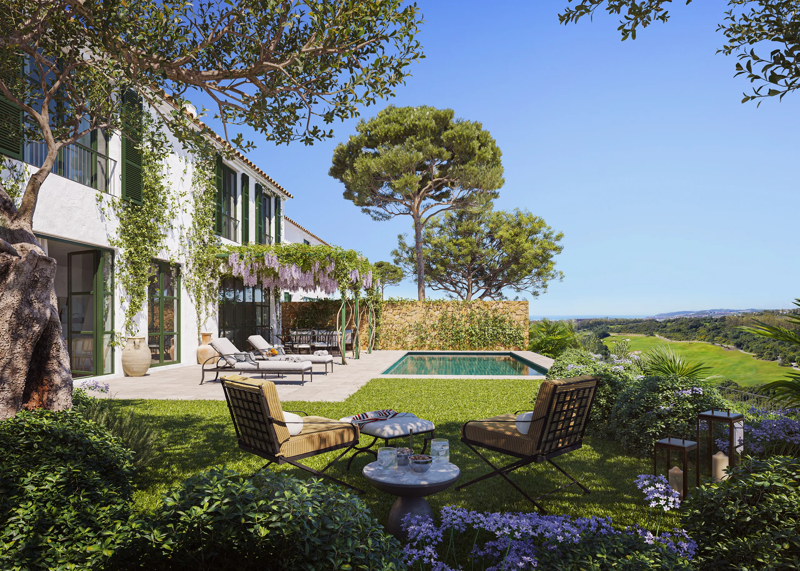 viviendas Finca Cortesin Marbella jardin Inmobiliario virtual tour