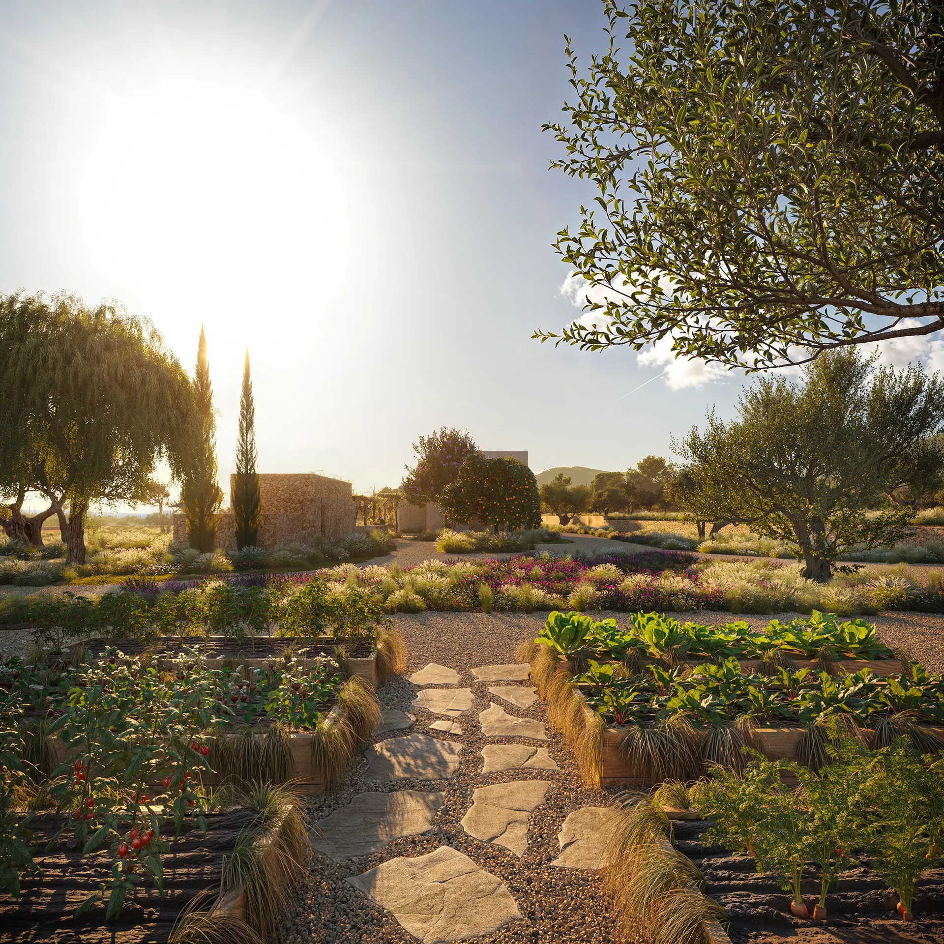 Villa Ibiza Ibiza jardin Visualizacion fotorrealista