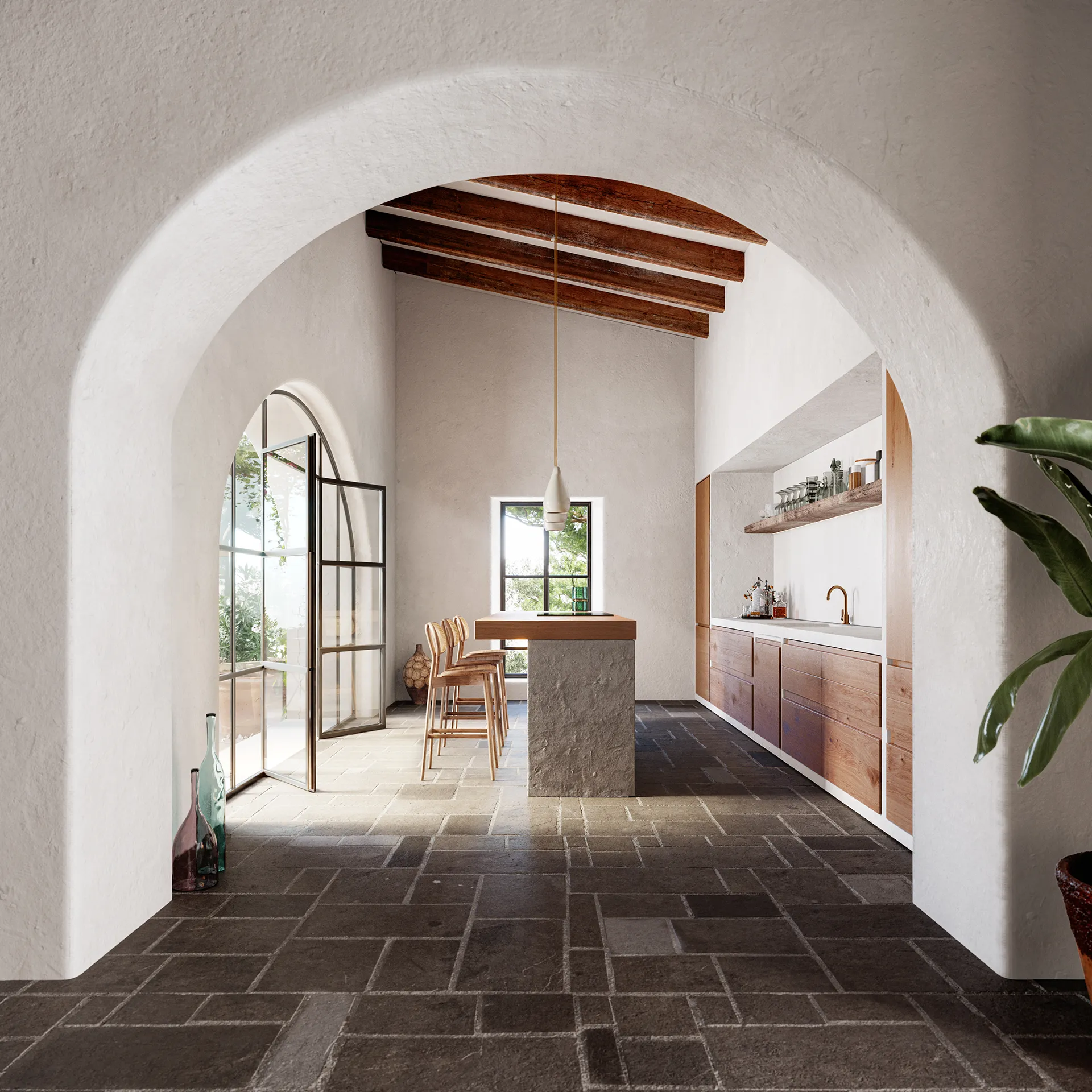 Villa Soller Mallorca Hallway Architectural Visualization