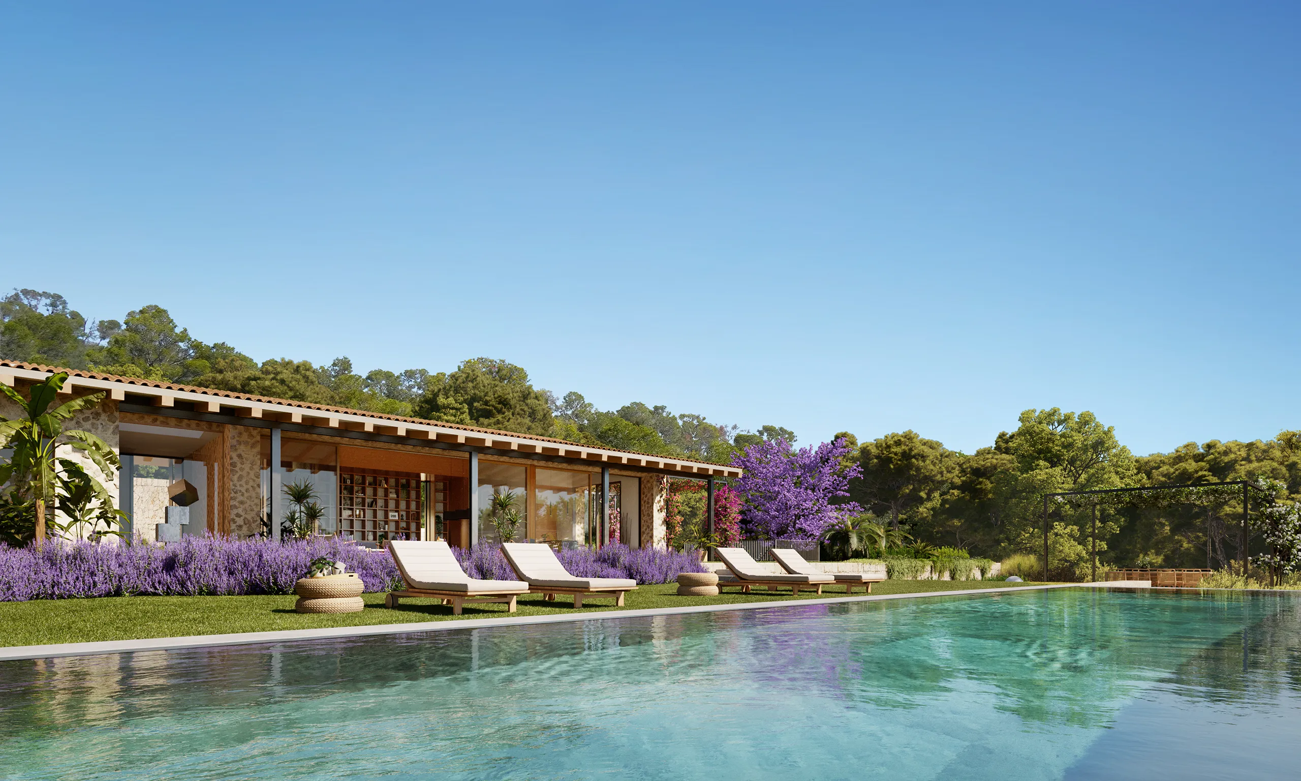 Finca Bunyola Mallorca Pool Property Branding Renders