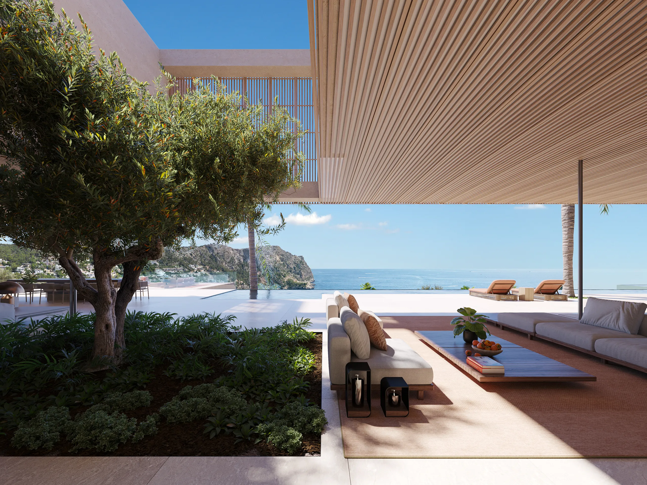 House Cala Llamp Andratx Mallorca Pergola Hyperrealistic Cgi