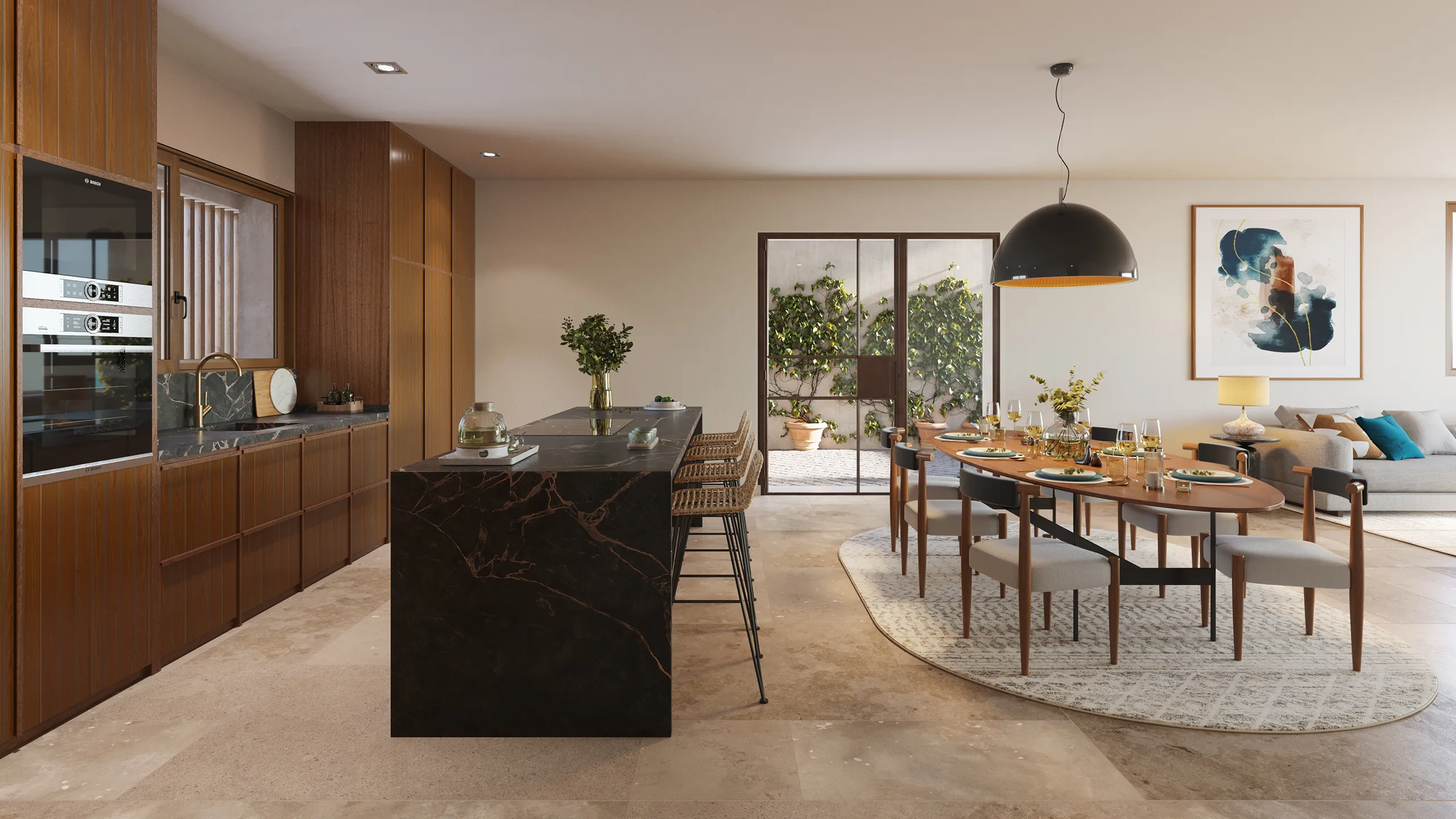Mirador Apartment Finca Cortesin Marbella Dining Architectural Renders