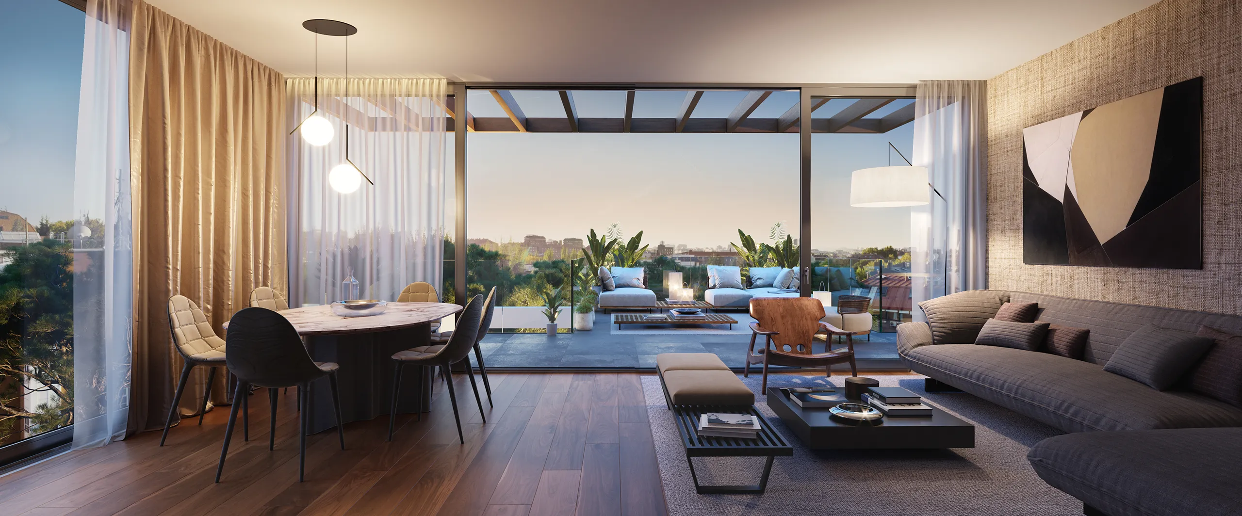 Vivienda Madrid Madrid sala estar Tour virtual fotorrealista